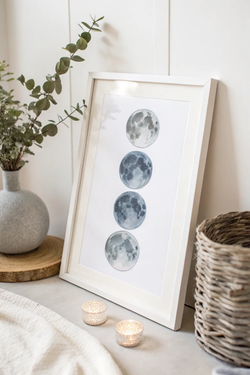 Capture the calming beauty of the cosmos with this minimalist moonscape watercolor collage. 🌙✨