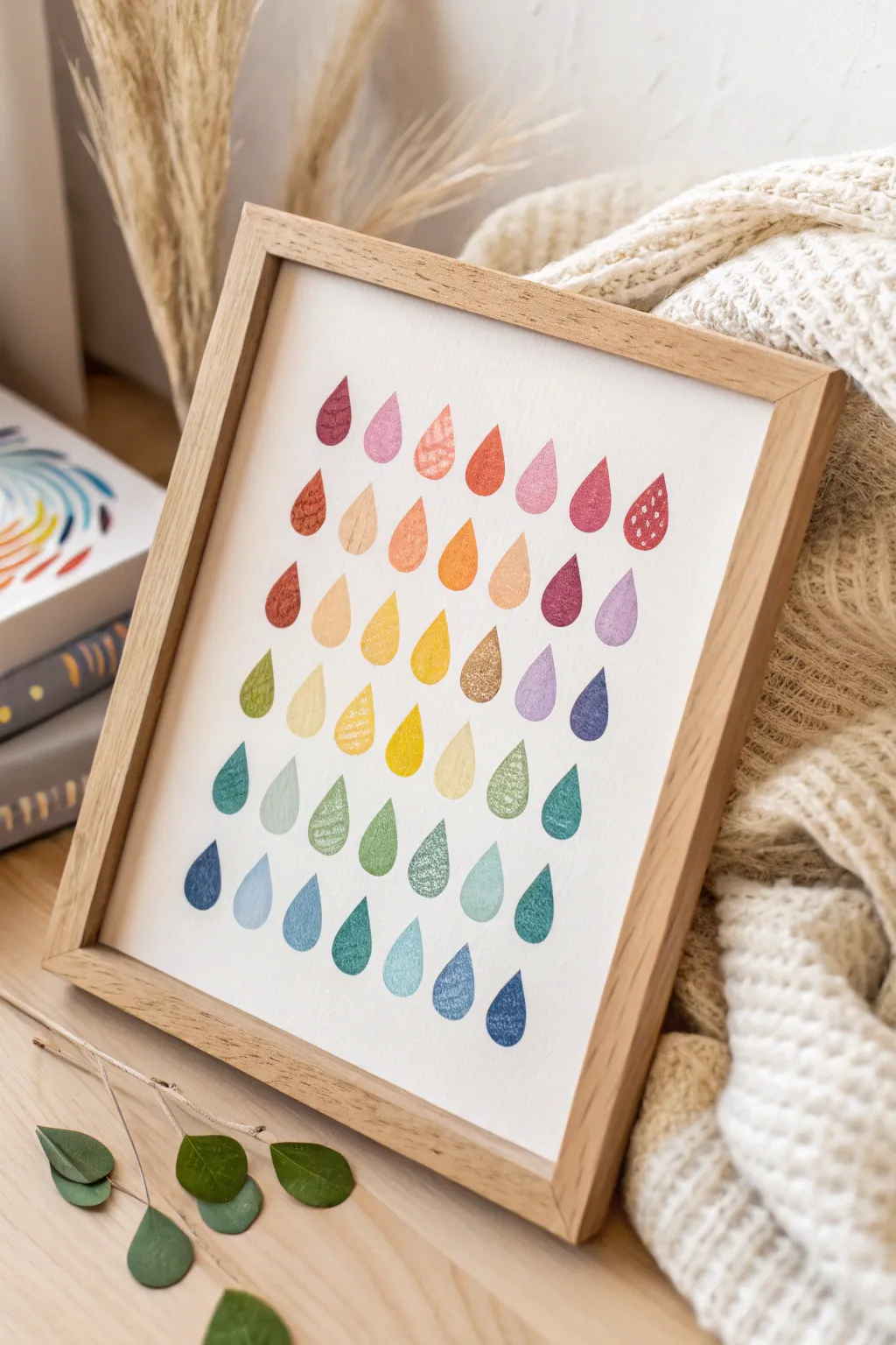 Brighten your day with a splash of rainbow raindrops in minimalist style.