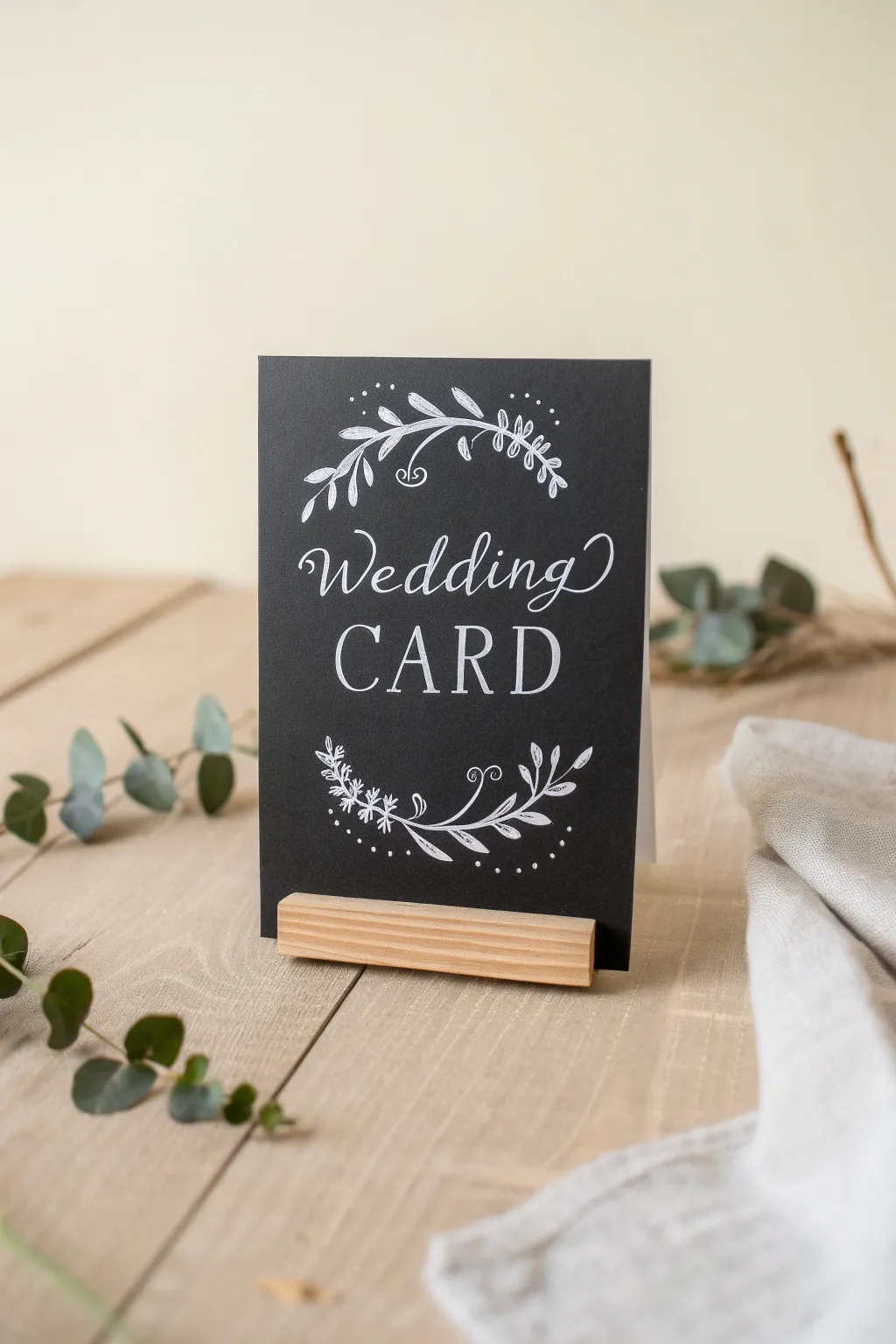 Embrace the elegance of Chalkboard Chic with this beautifully crafted wedding card.