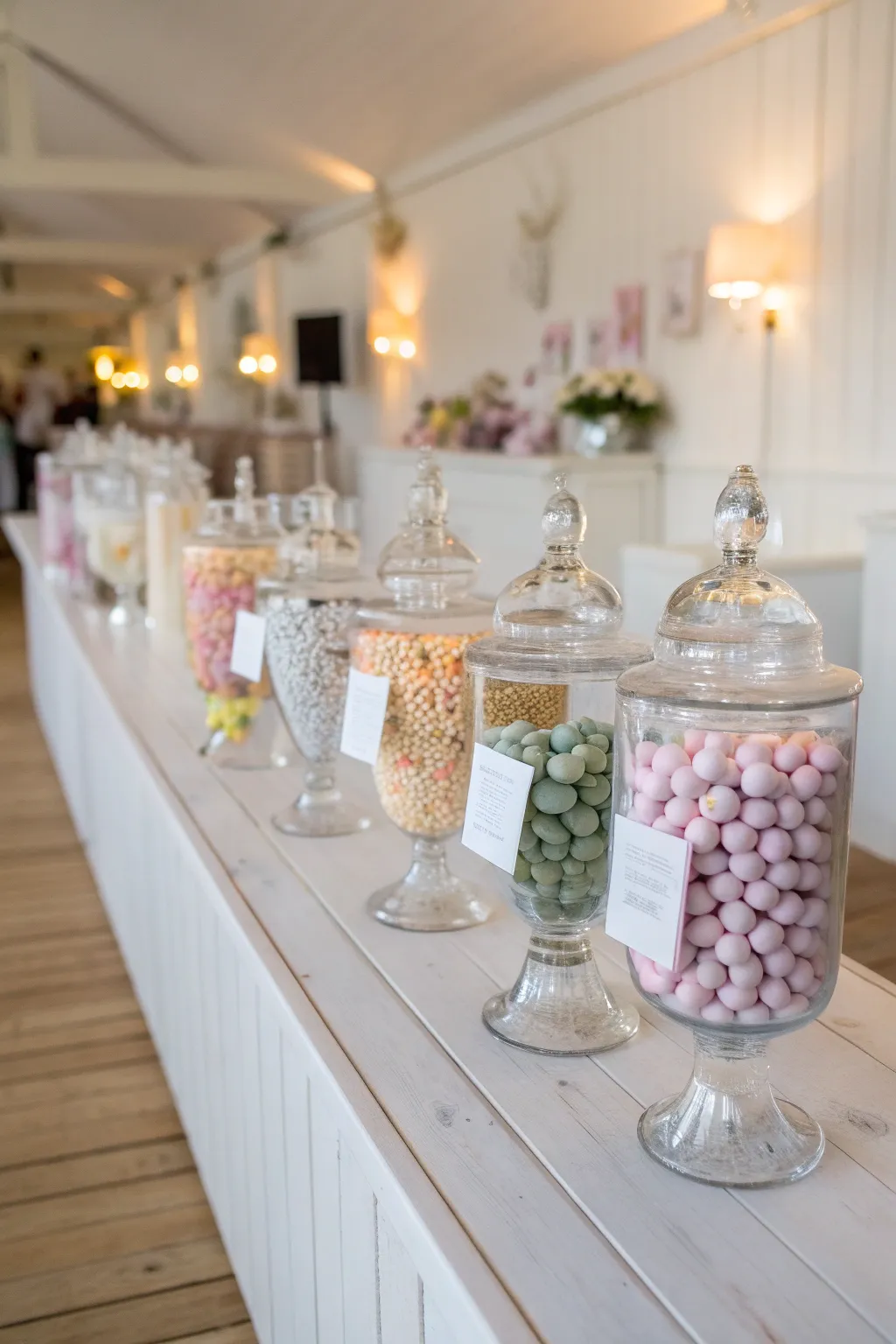 Sweet Elegance: Create a whimsical candy bar corner that delights your wedding guests.