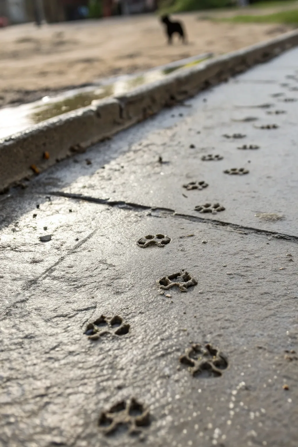 Capture the charm of nature with playful paw prints in wet cement.