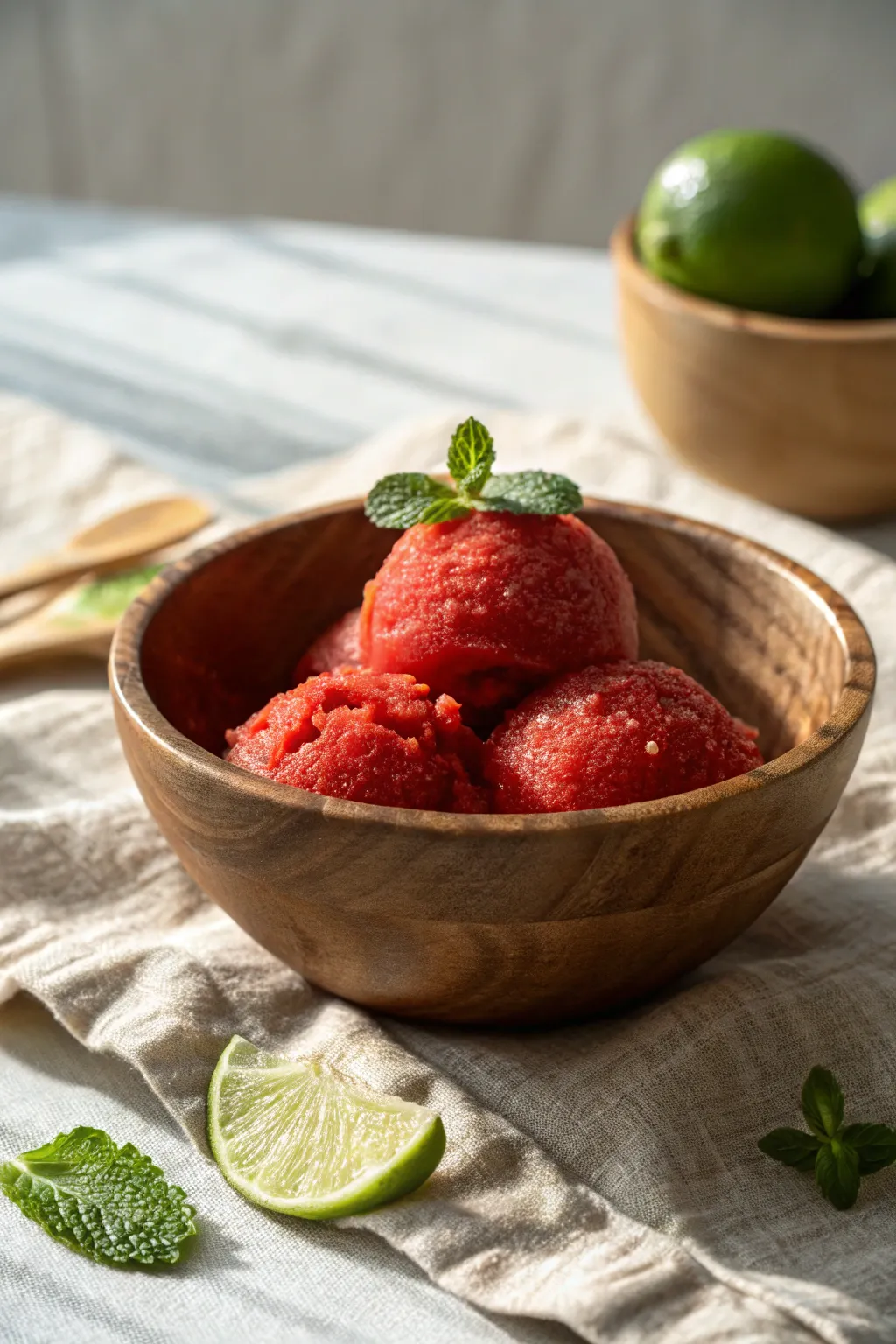 Indulge in the perfect blend of sweet and spicy with this refreshing chamoy sorbet. A taste of summer elegance.