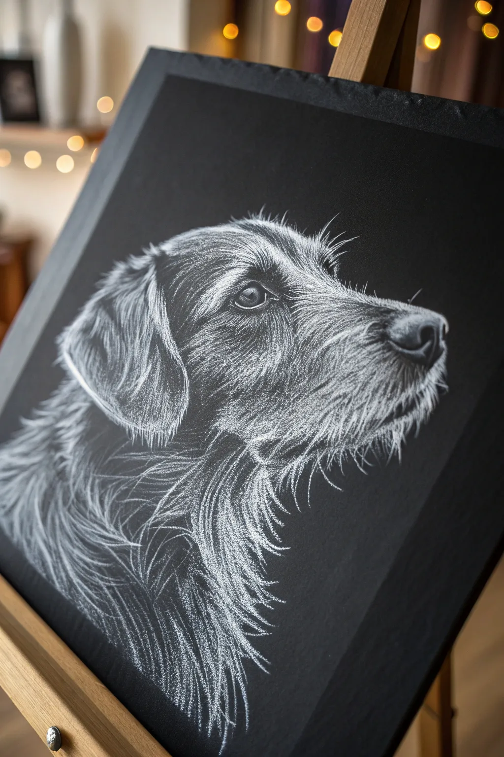 Celebrate the unique charm of your furry friend with a stunning white-on-black pet portrait — where simplicity meets elegance.