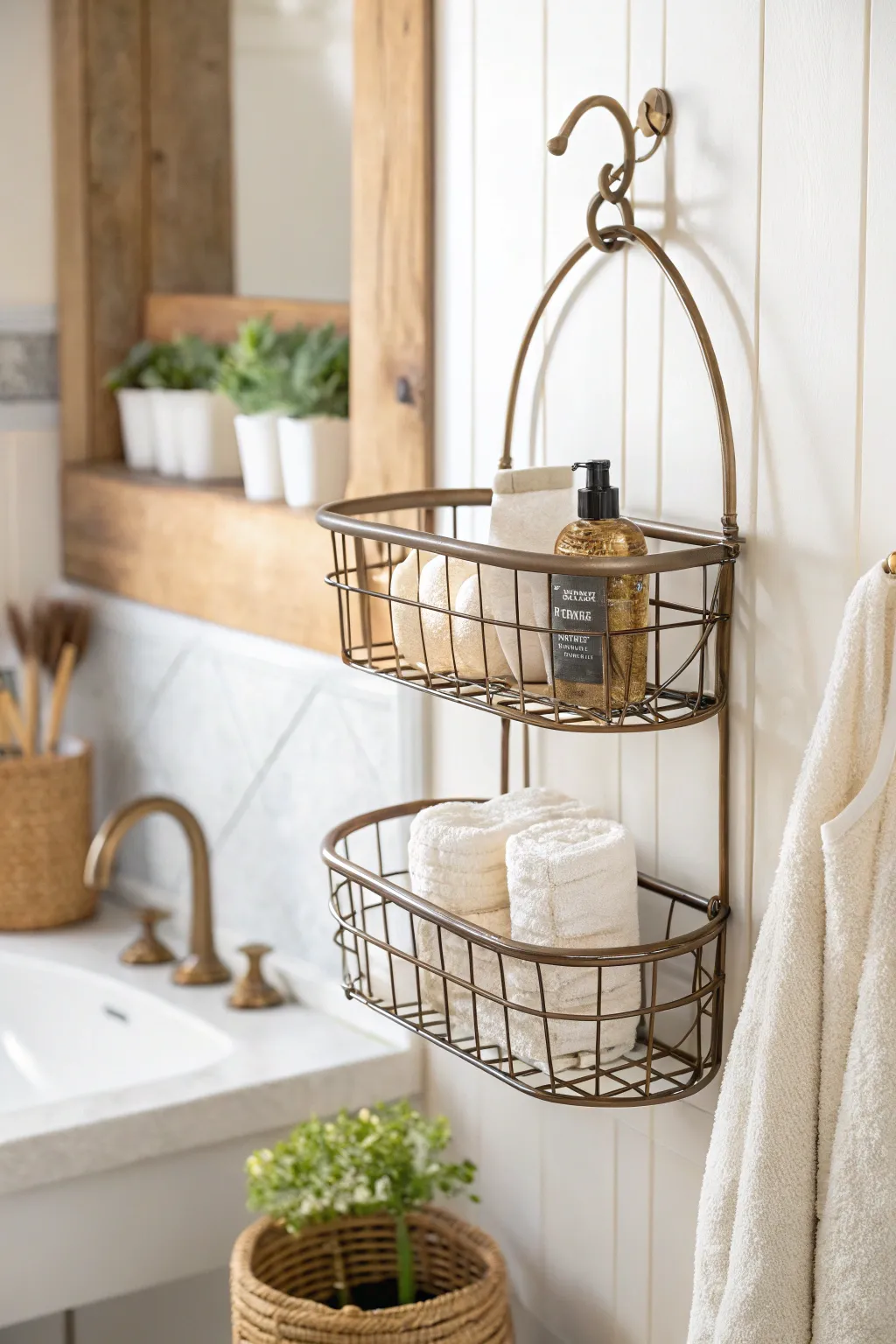 Elevate your bathroom decor with a touch of rustic elegance.