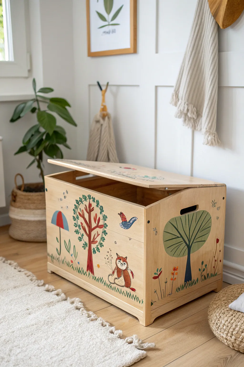 Elevate playroom organization with a charming, handcrafted wooden toy box that delights both kids and parents alike.