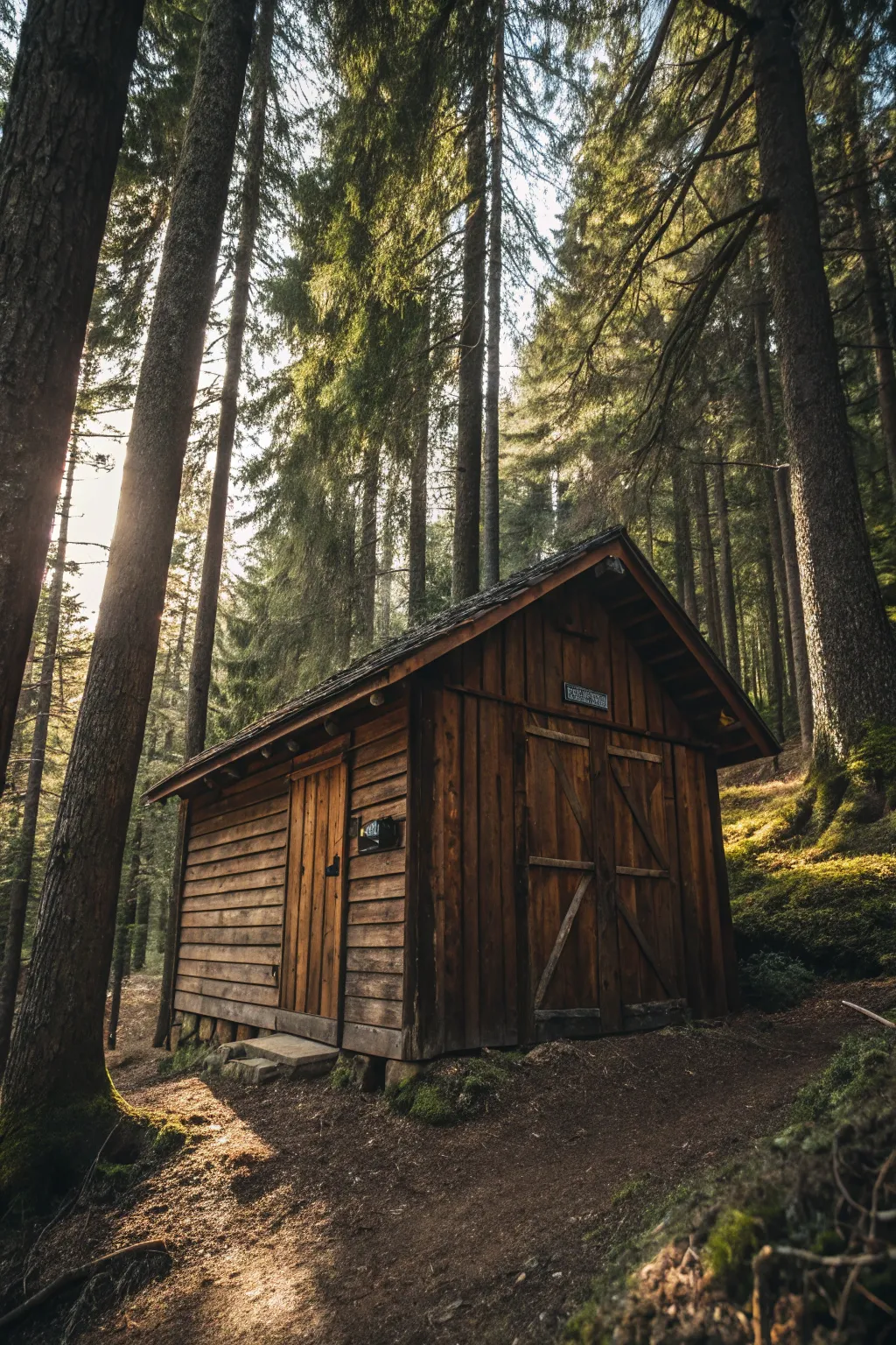 Discover the allure of a hidden woodland retreat with this expertly crafted wood shed.