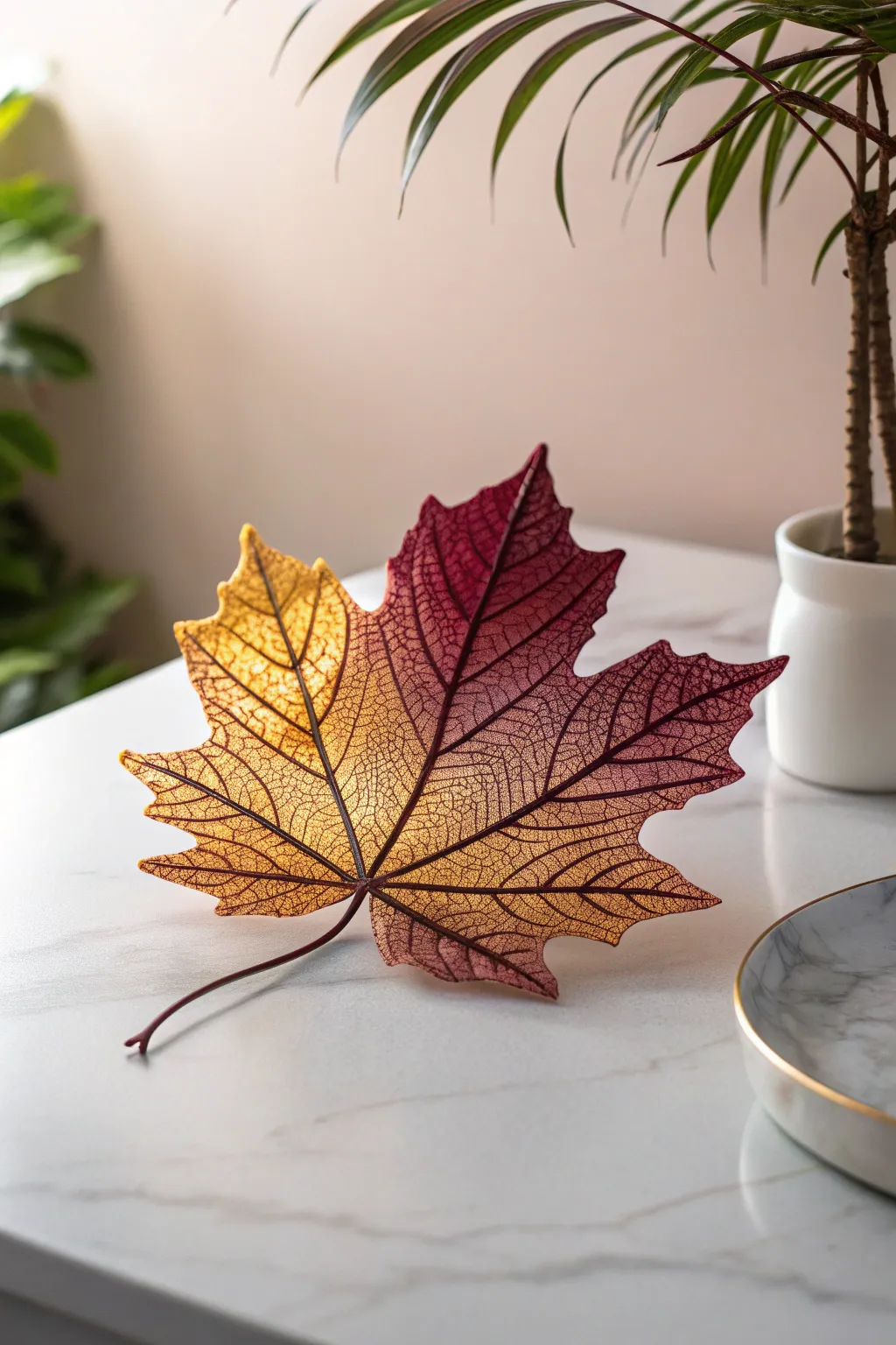 Capture the essence of fall with this exquisite 3D leaf art, a perfect blend of minimalism and boho charm.