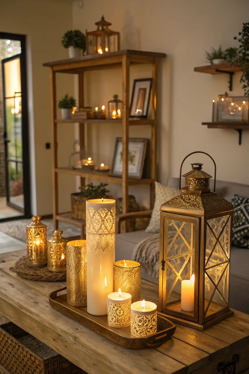 Gold-infused lighting creating a warm and inviting ambiance.