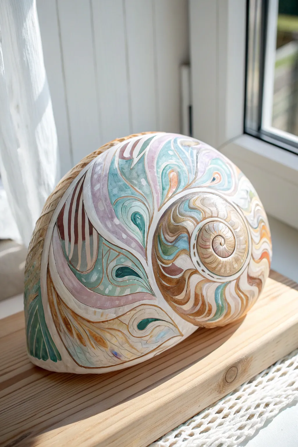 Unleash creativity with abstract art on seashells—where simplicity meets elegance.