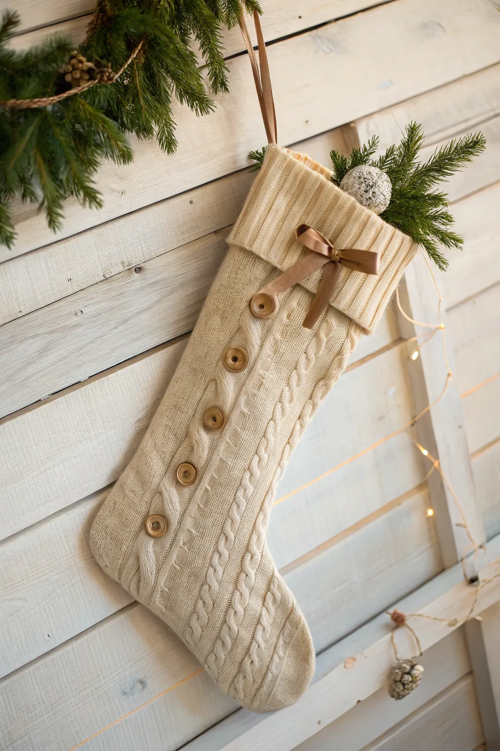 Transform your old sweaters into charming holiday stockings with a touch of elegance and simplicity.