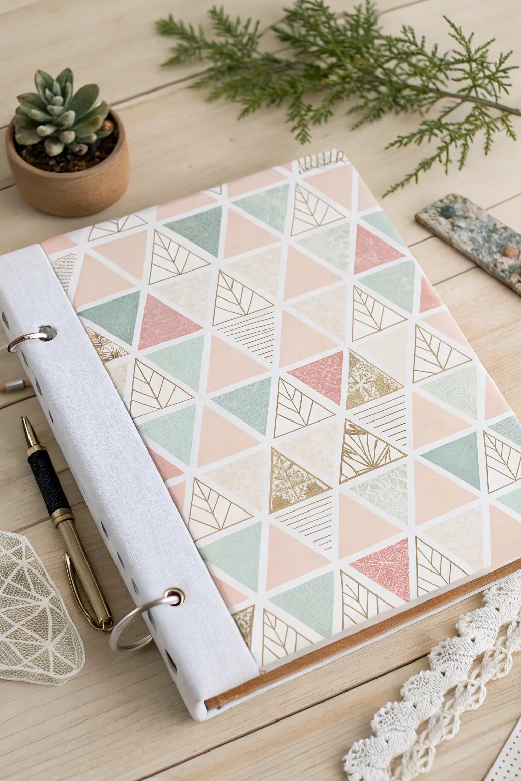 Elevate your organization game with this chic geometric glam binder cover, where elegance meets minimalist design.