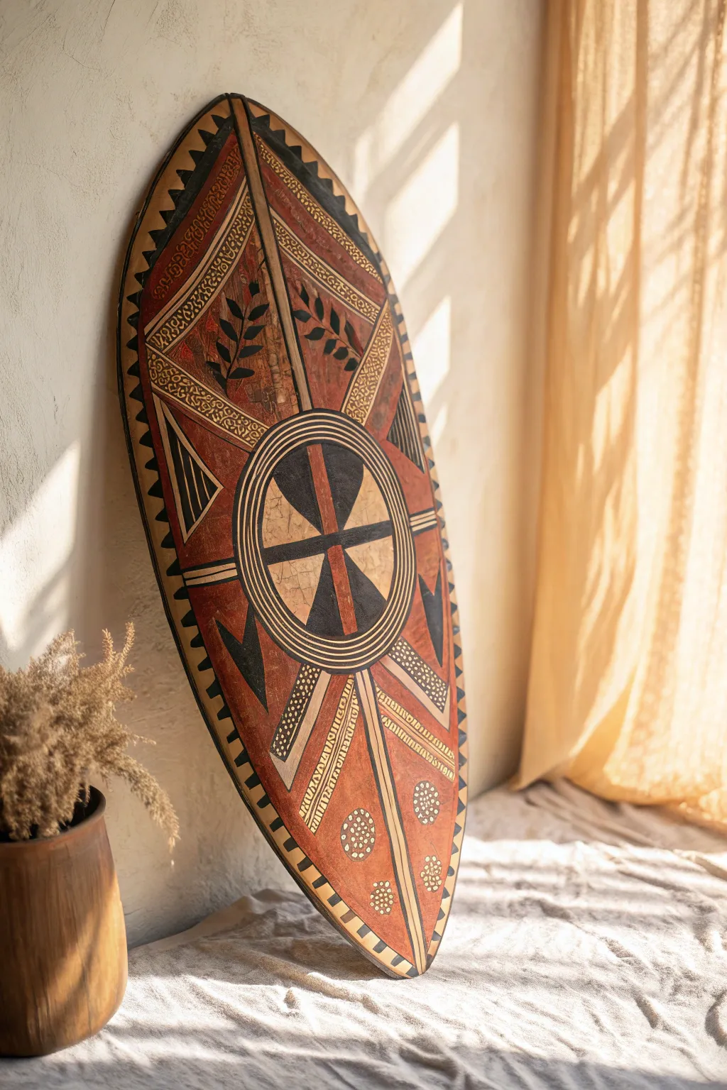 Elevate your space with this DIY African shield art piece, where minimalism meets artisanal charm.
