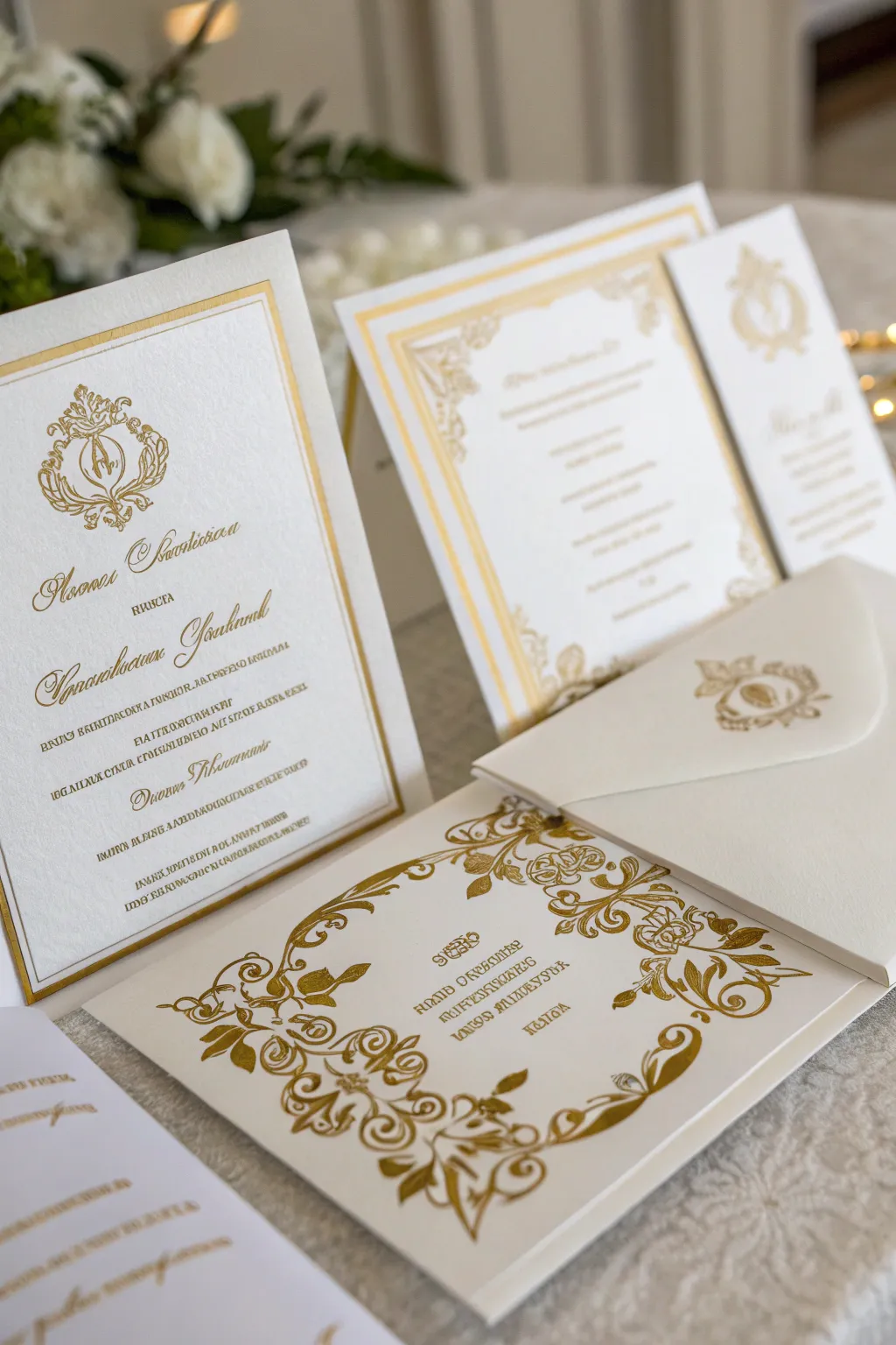 Set the tone with elegant all-white invitations.