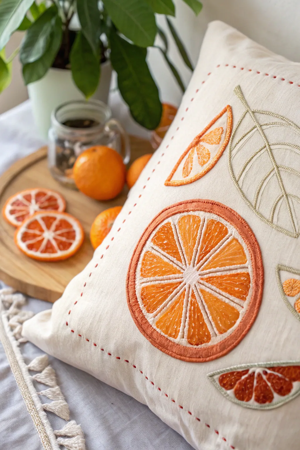 Add a splash of citrus charm to your kitchen with this stylish orange applique!