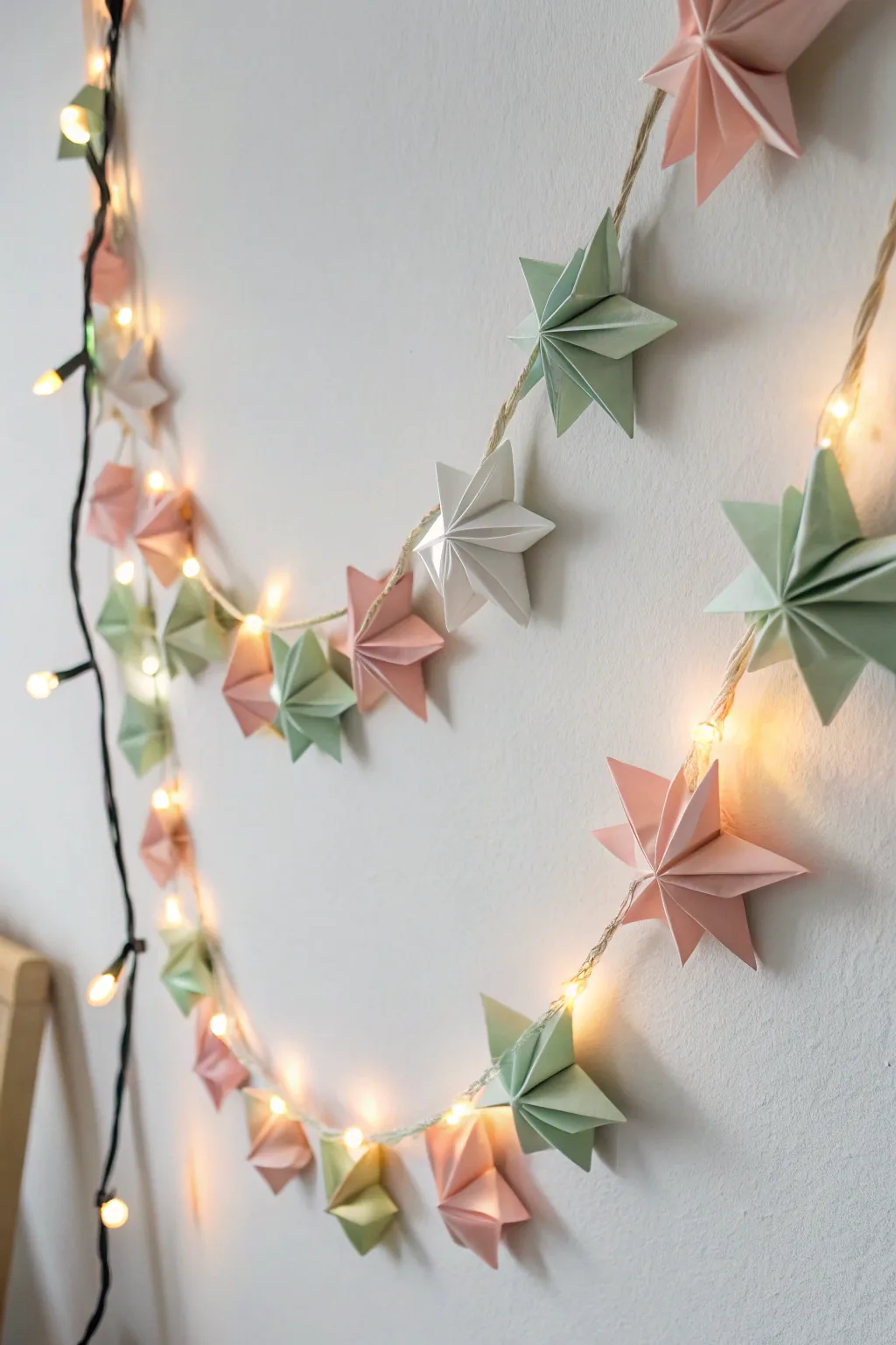 Illuminate your space with the enchanting glow of an origami light garland, where craftsmanship meets minimalist elegance.