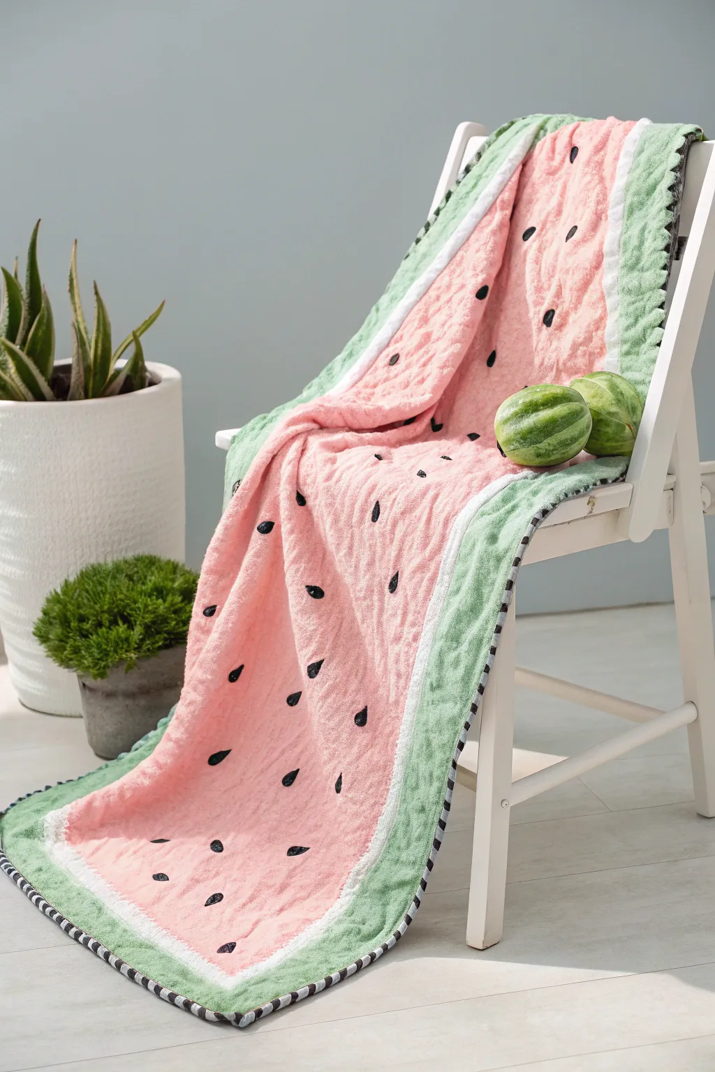Wrap your little one in the playful warmth of whimsy with this charming watermelon baby blanket.