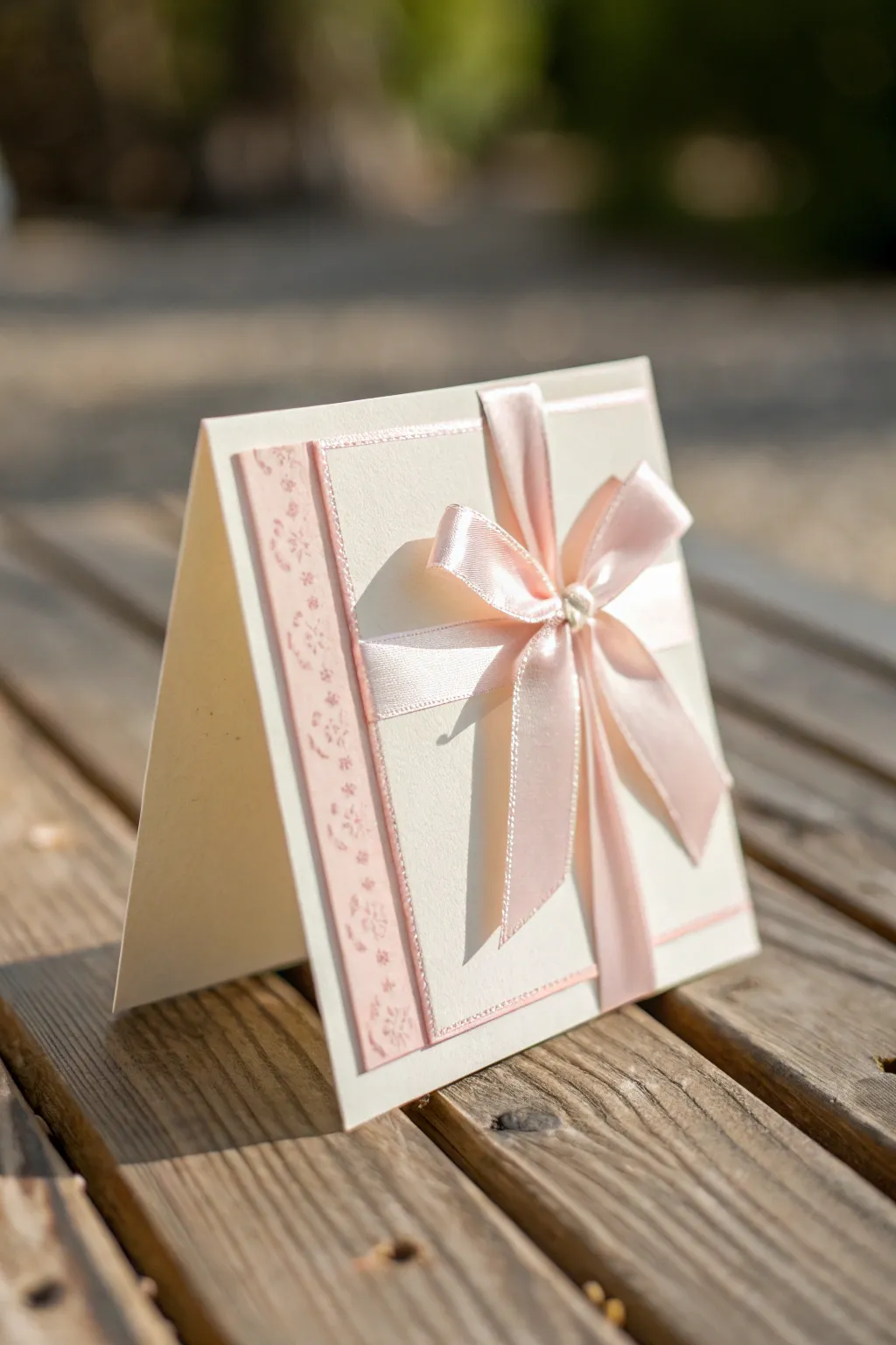 Elevate your baby girl card designs with the timeless charm of ribbon details.