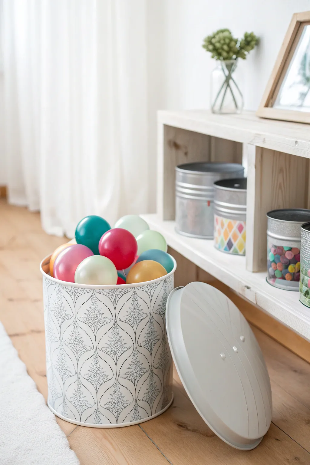 Elevate your storage game with chic recycled tins—where minimalism meets playful charm.