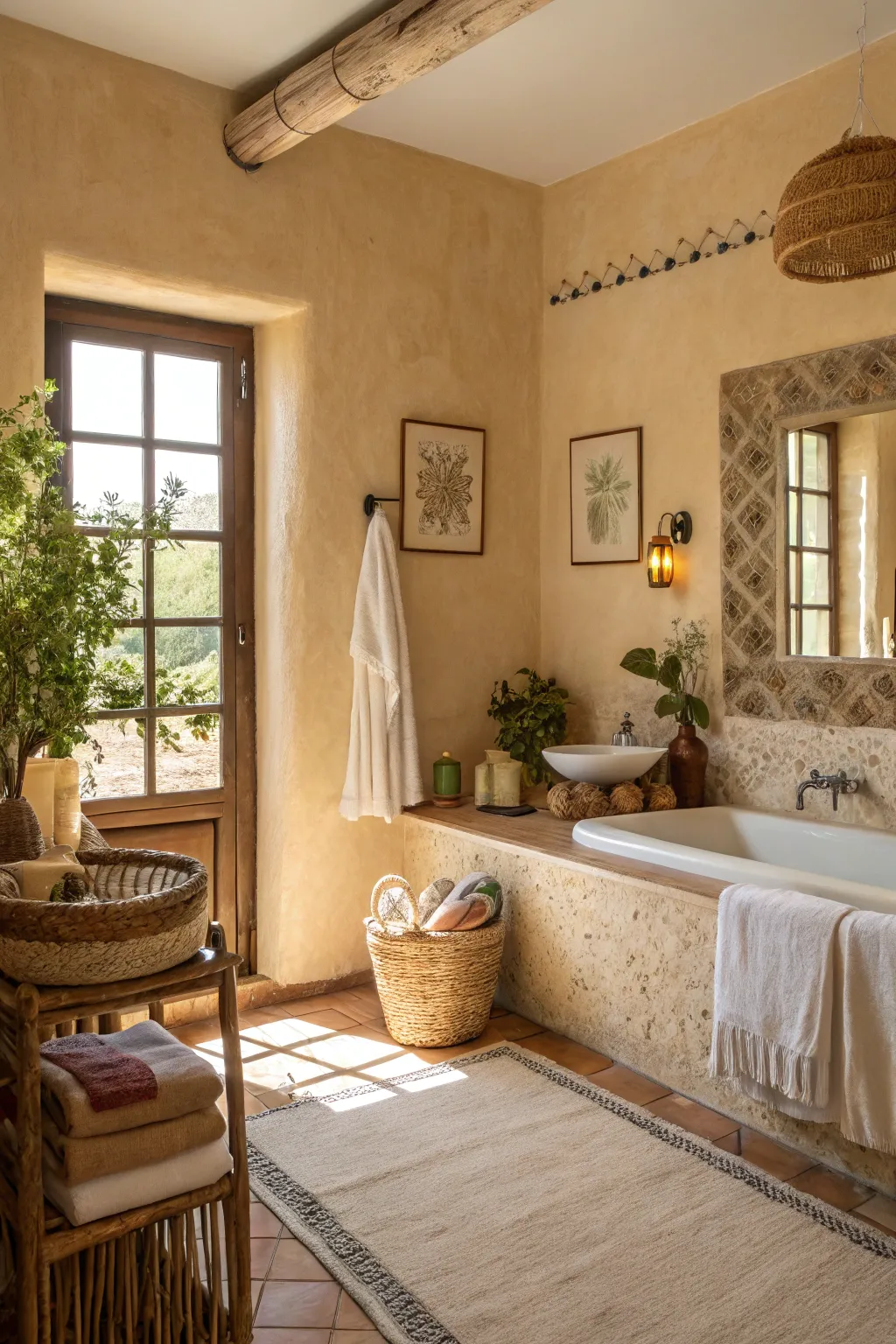 Warm beige walls create a cozy and inviting atmosphere.