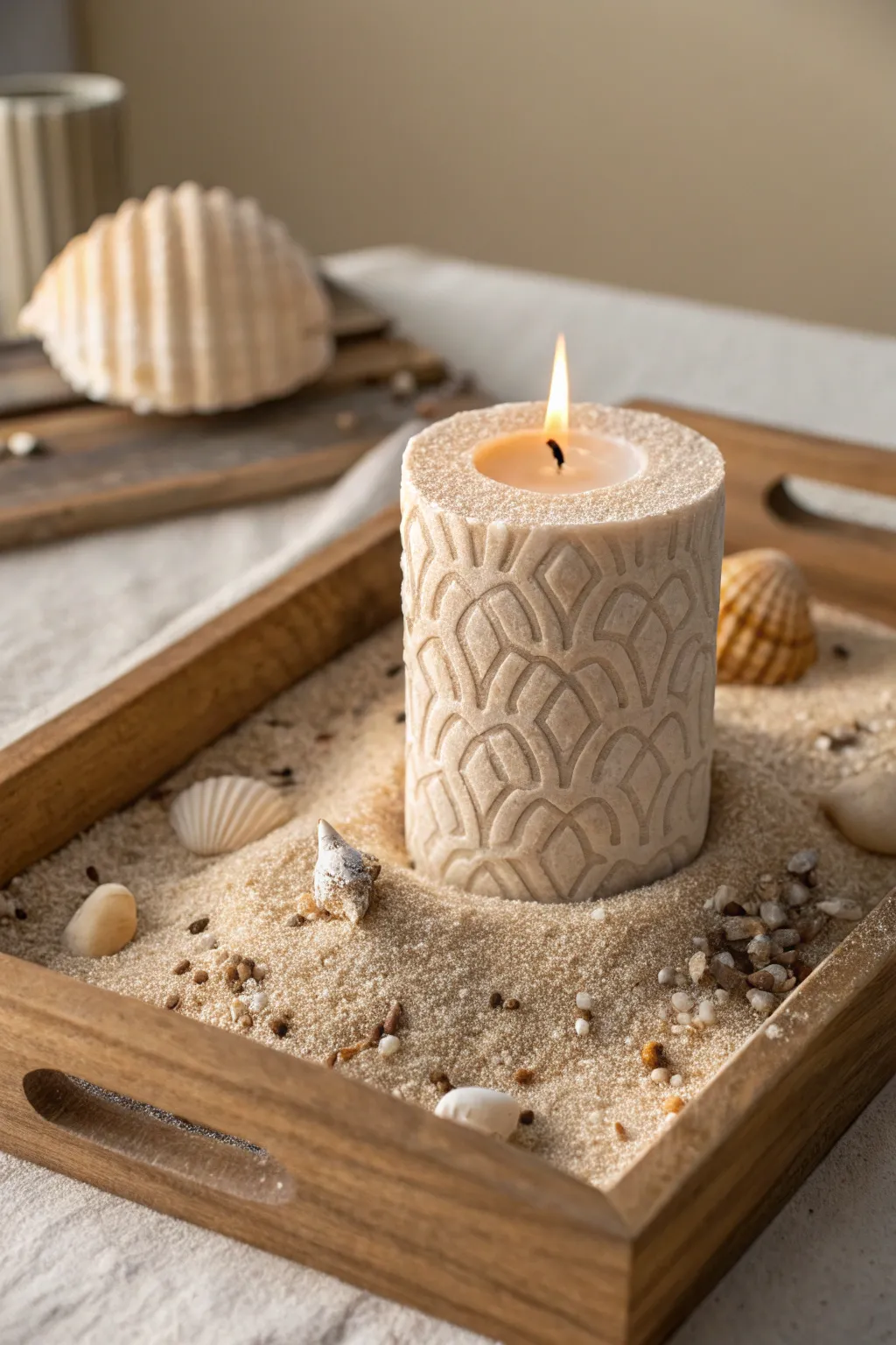 Illuminate your evenings with the serene glow of sand-cast candles, where craftsmanship meets coastal elegance.