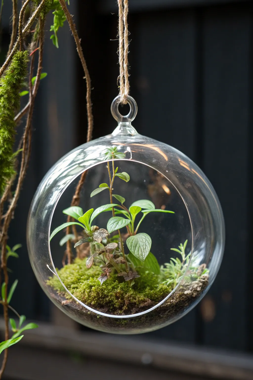 Bring nature indoors with this exquisite glass terrarium orb.