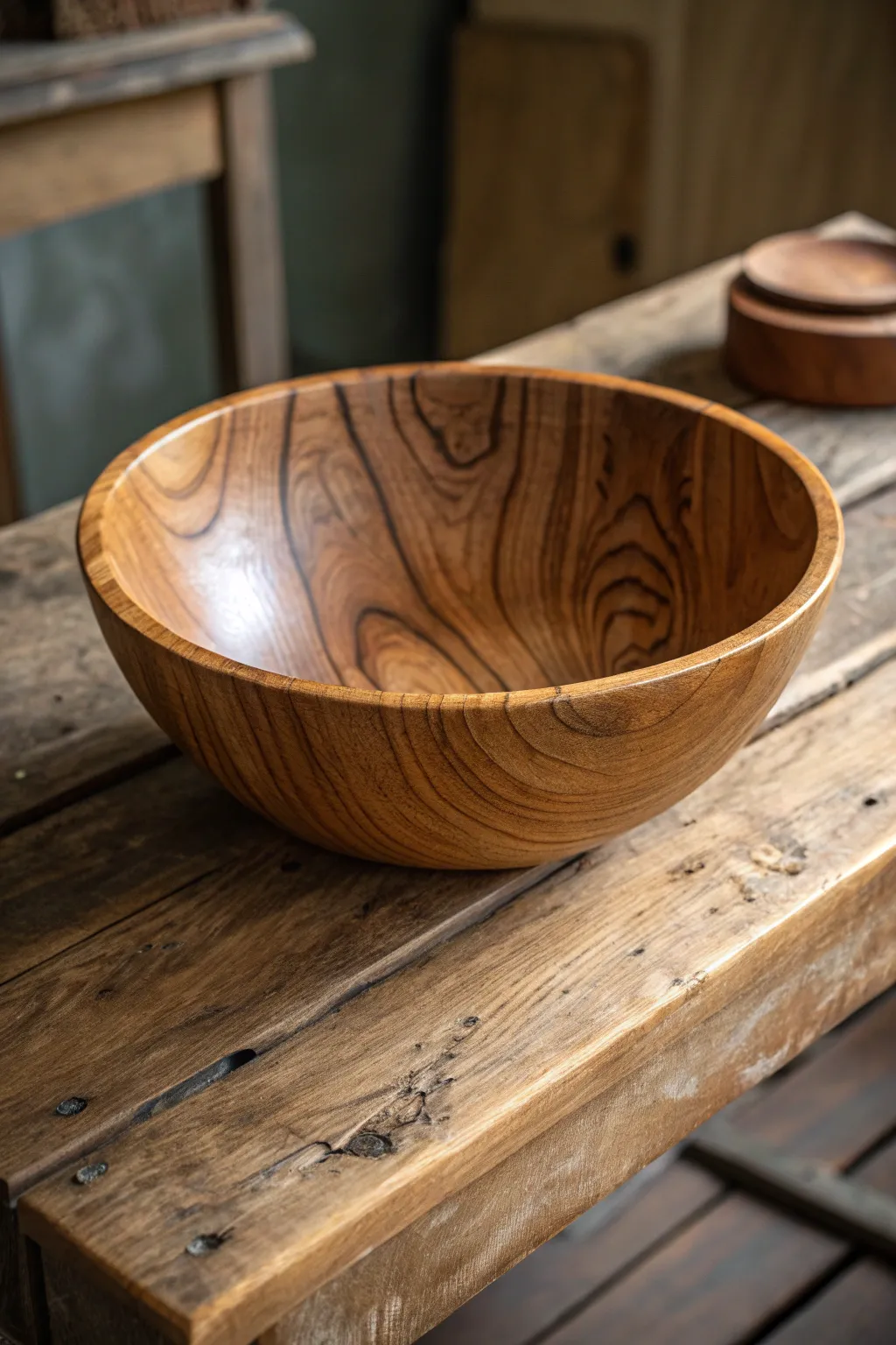 Master the art of craftsmanship with this stunning wood-carved bowl.