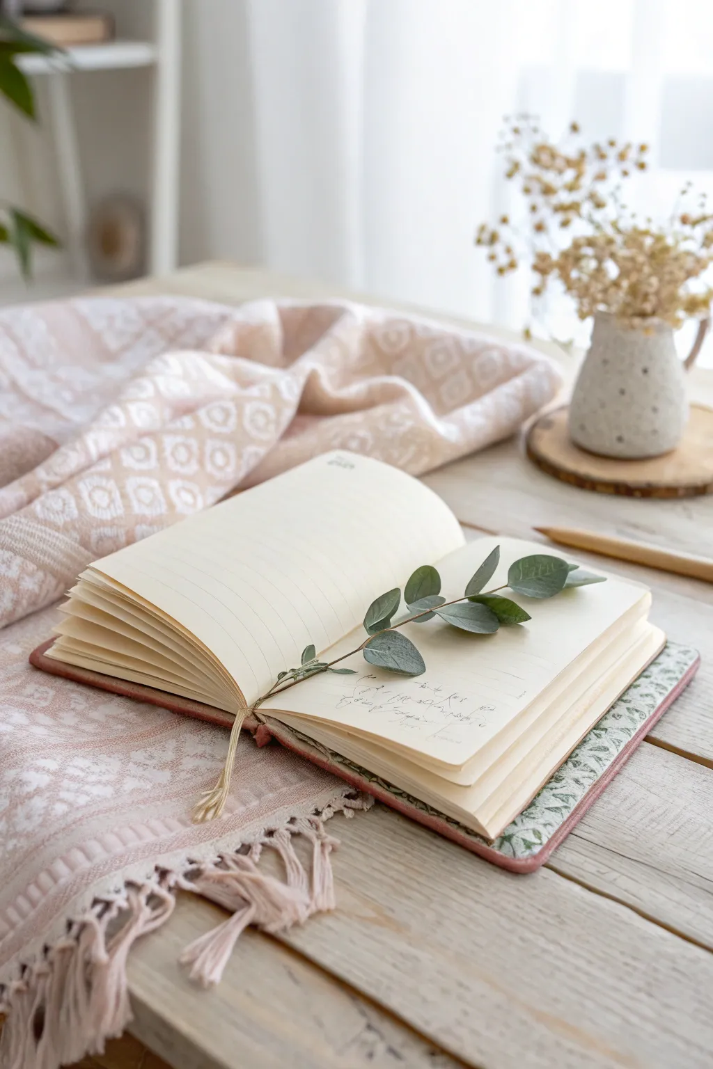 Capture your thoughts in style with this handcrafted fabric-covered journal, perfect for the friend who appreciates simplicity and elegance.