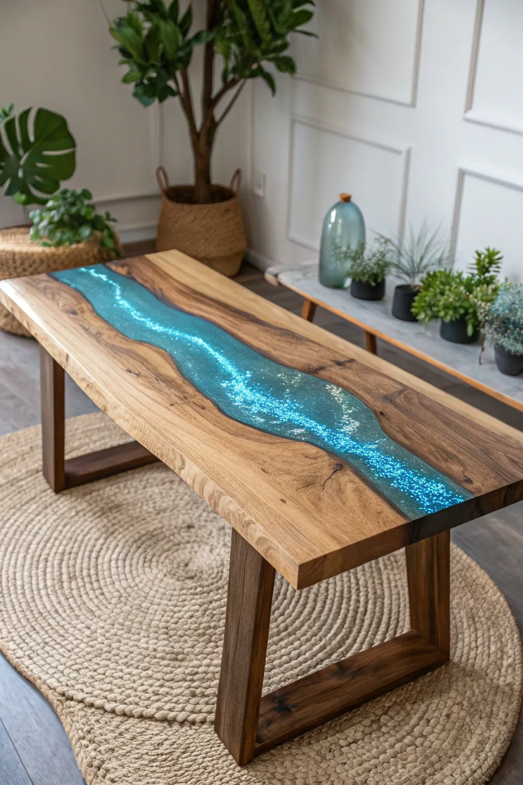 Illuminate your space with the enchanting glow of a river table, where elegance meets artistry.