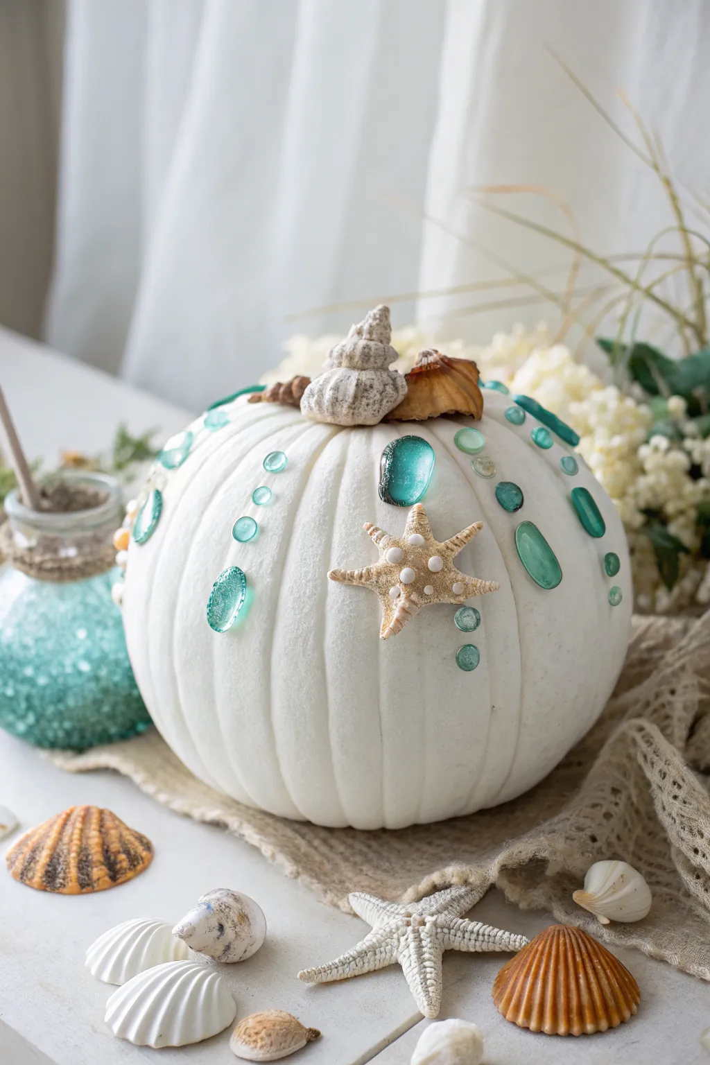 Dive into creativity with this enchanting mermaid pumpkin, where elegance meets the sea.
