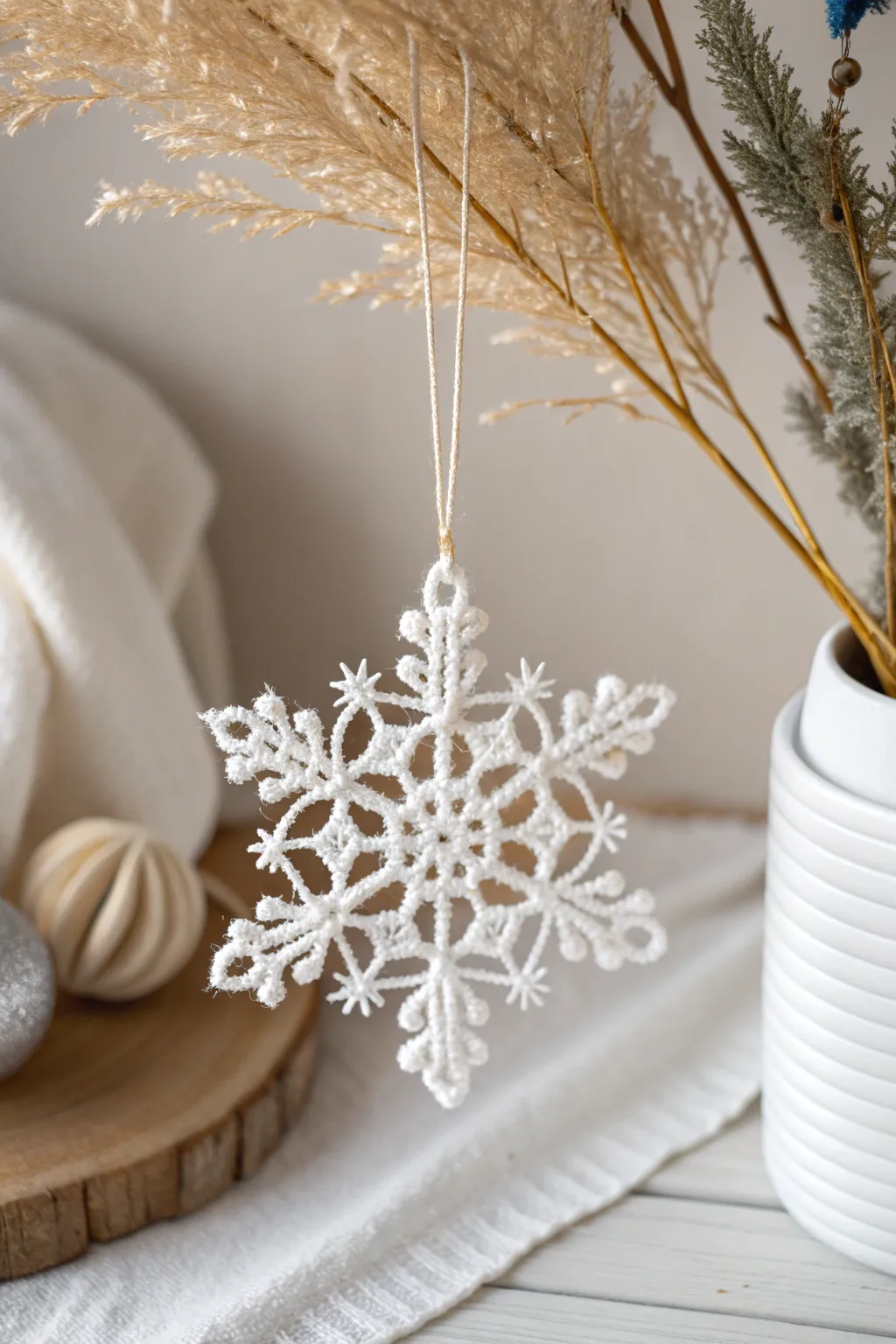 Add a touch of handmade elegance to your holiday decor with this beautifully crocheted snowflake.