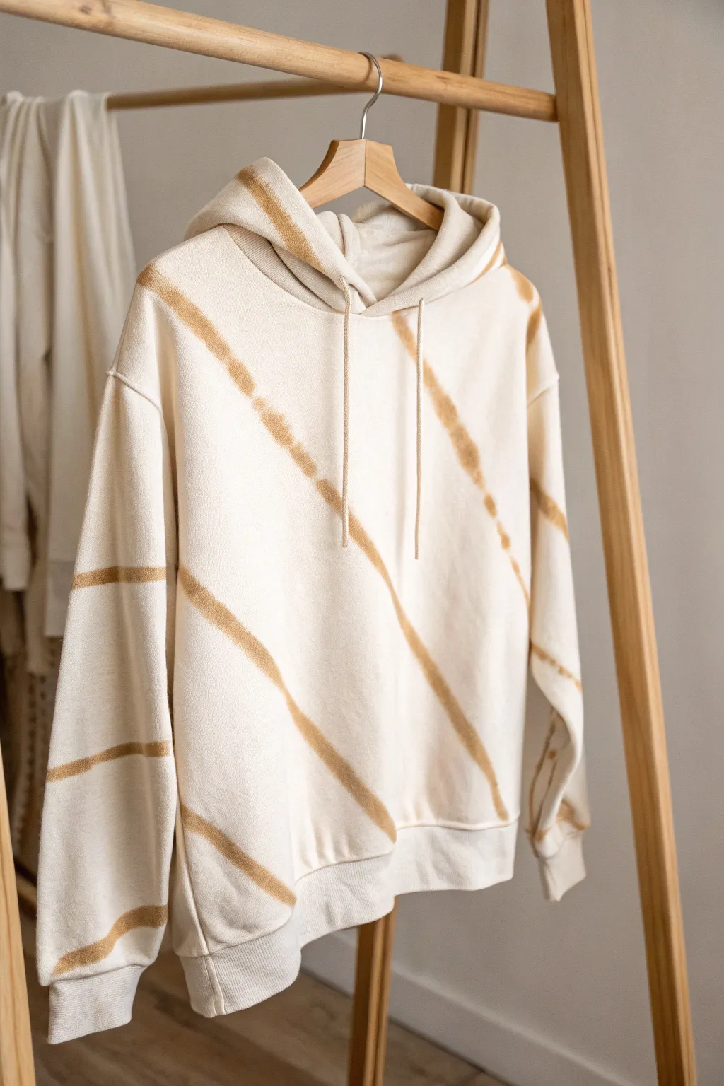 Elevate your style with asymmetrical bleached stripes - where modern flair meets minimalist elegance.