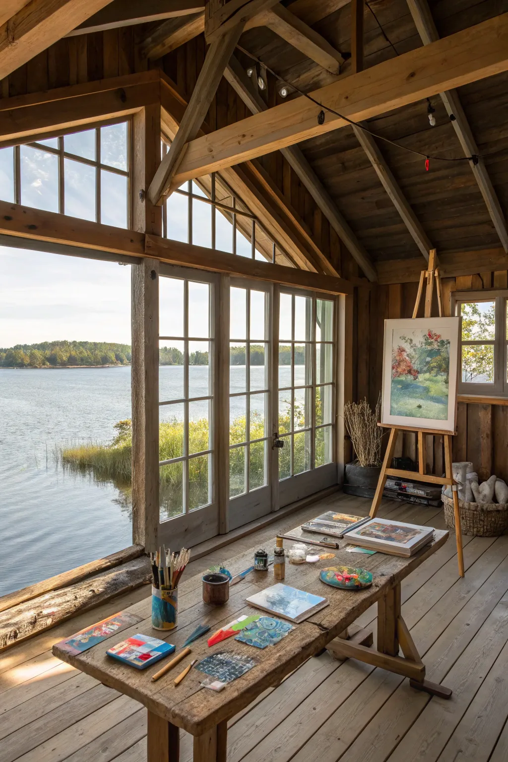 Craft your masterpiece in a boat shed art studio, where nature's light inspires every stroke.