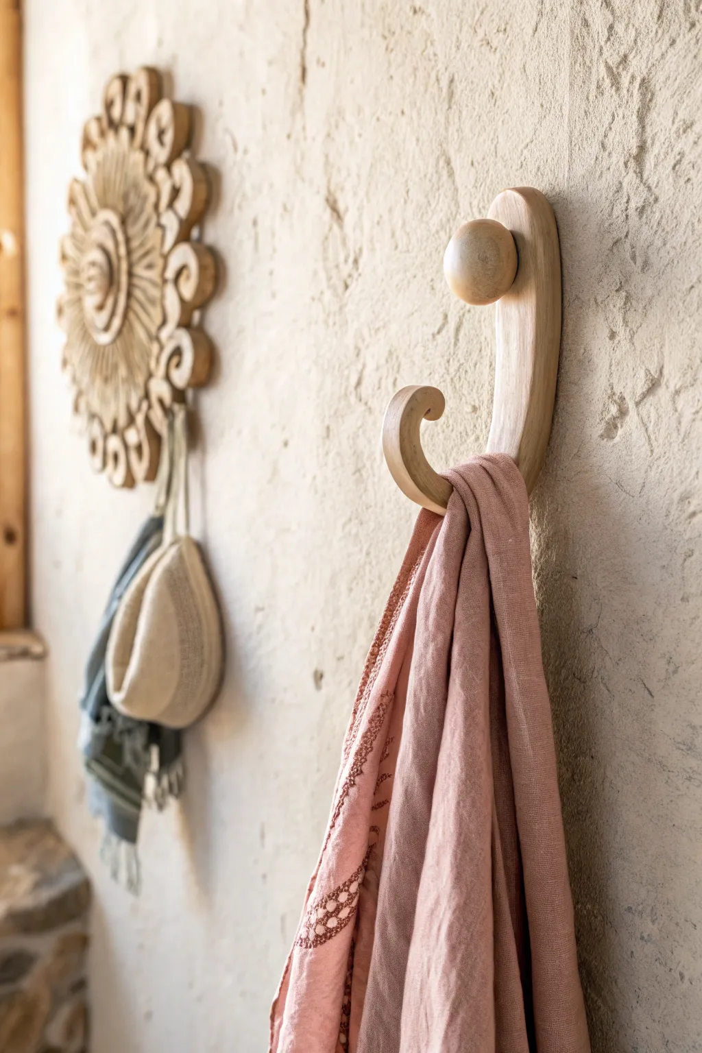 Add a touch of boho elegance to your space with handcrafted clay wall hooks.