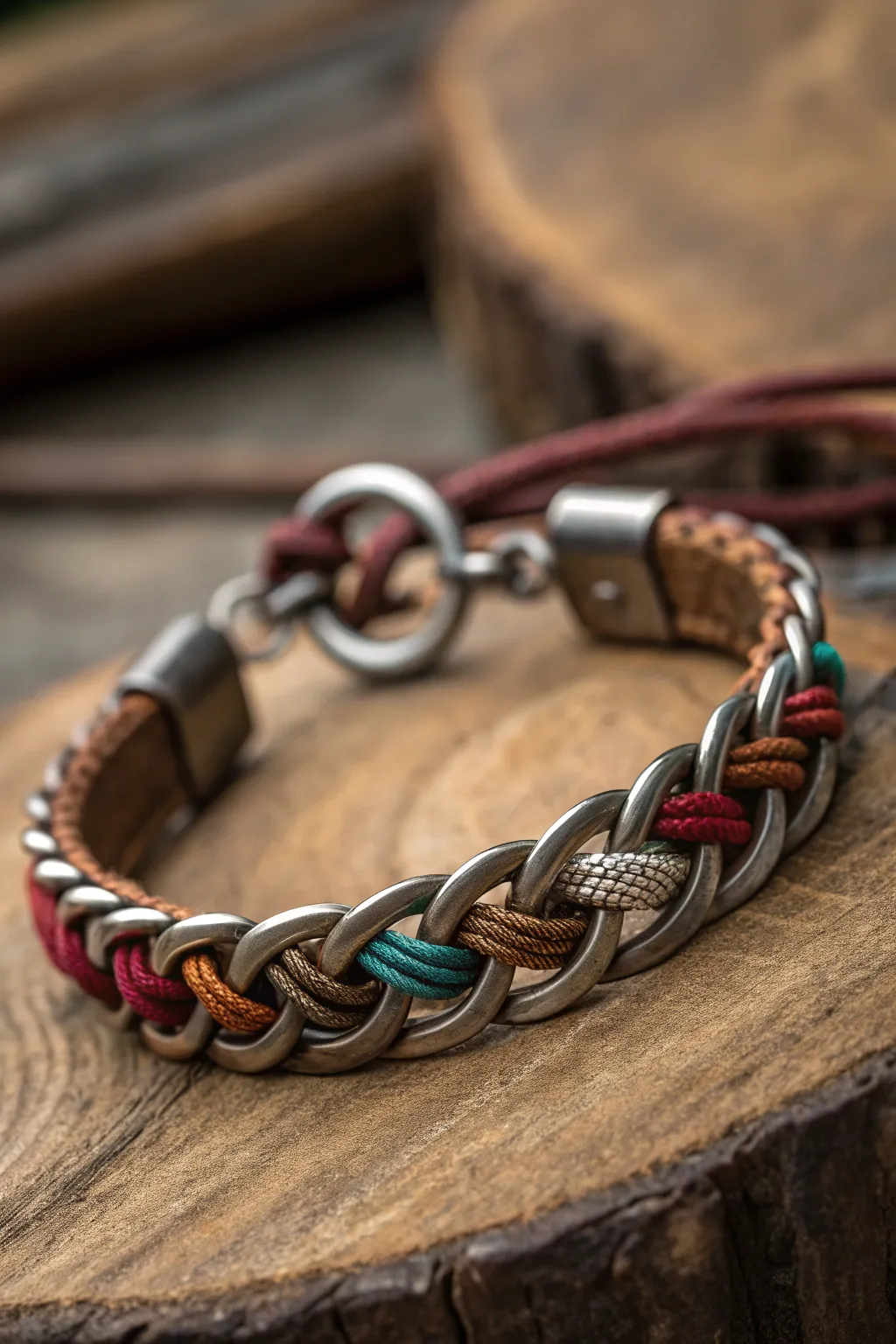 Discover the art of mixing materials with this unique bracelet design, perfect for those who appreciate handcrafted style.