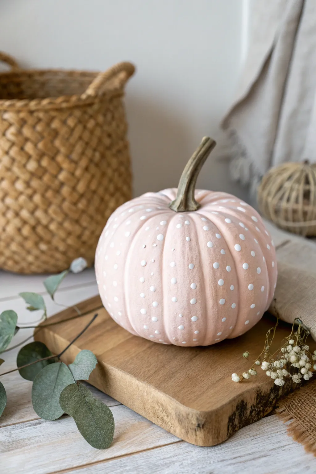 Whimsical elegance in blush and dots: a playful take on breast cancer awareness decor.
