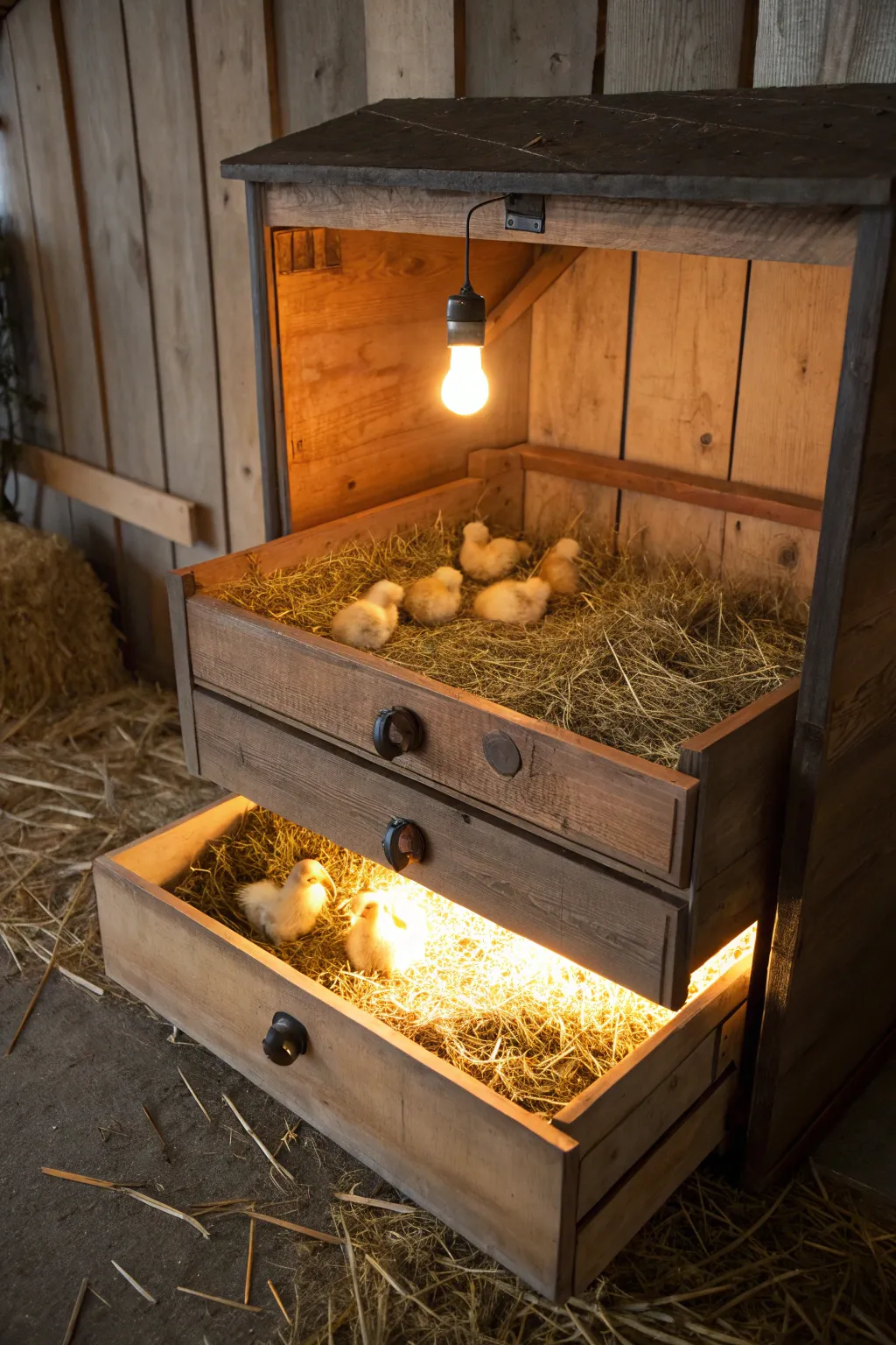 Transform old drawers into charming brooders with a touch of craftsmanship.