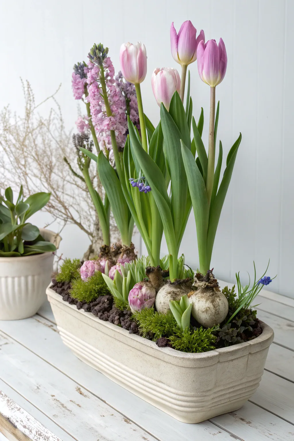 Elevate your garden style with a tiered bloom display, blending Scandinavian minimalism with boho charm.