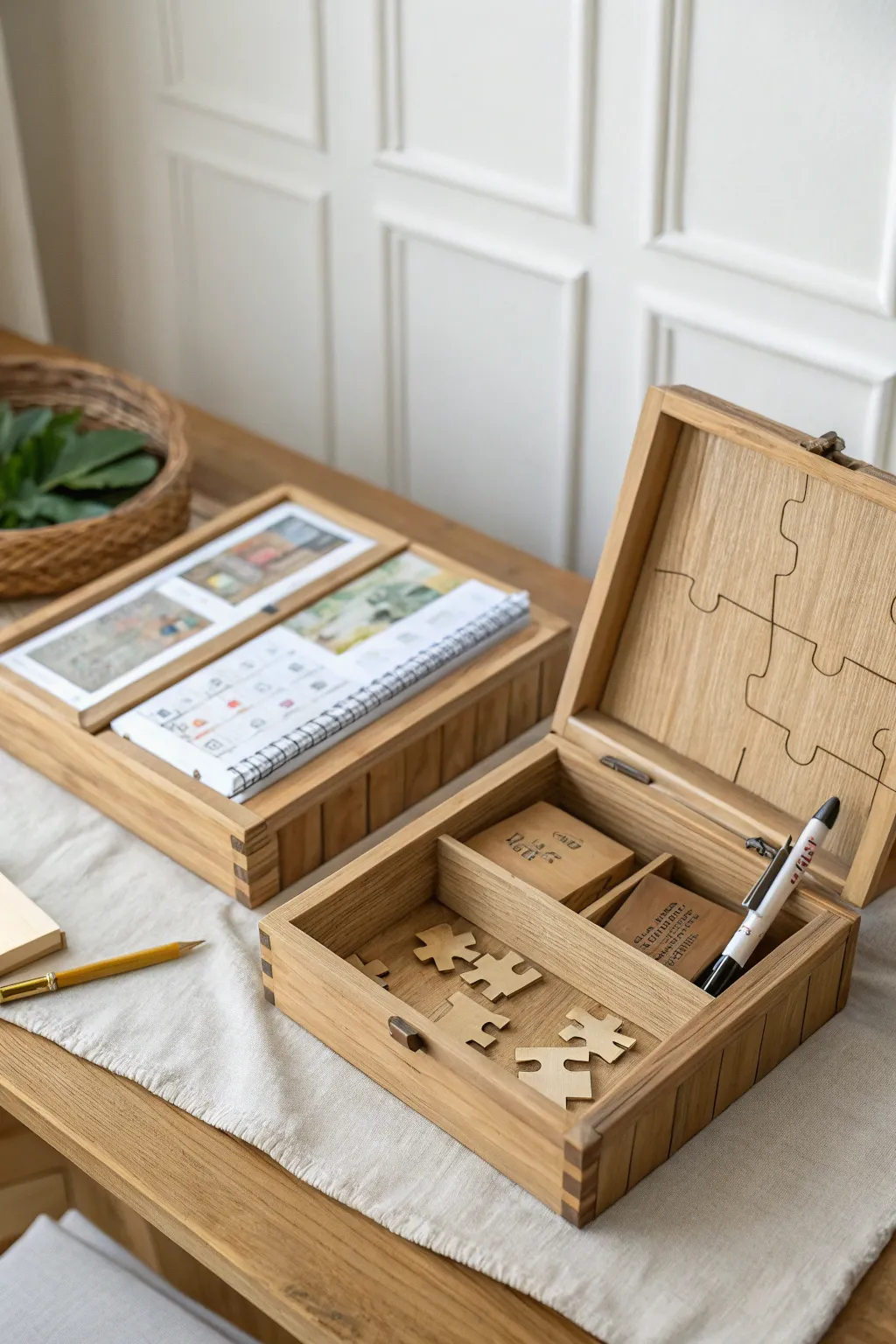 Organize with charm: Puzzle piece boxes that fit your style and thoughts perfectly.