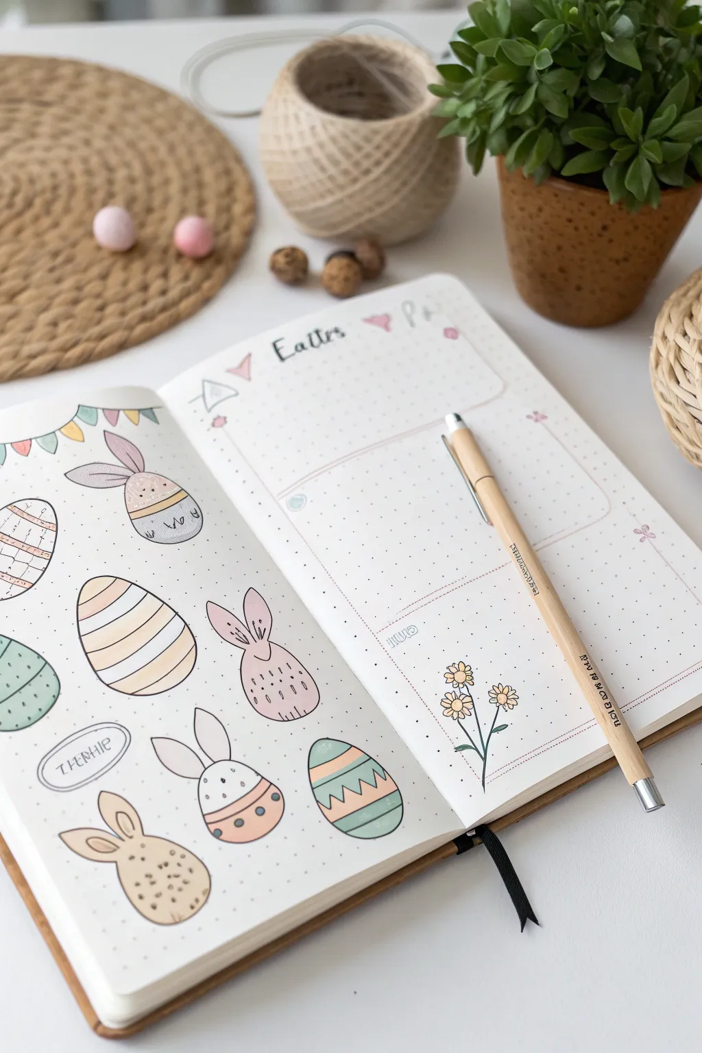 Track your moods in style with these charming Easter-themed doodles. 🐰🌿 #BulletJournal #EasterMoodTracker #ScandinavianDesign