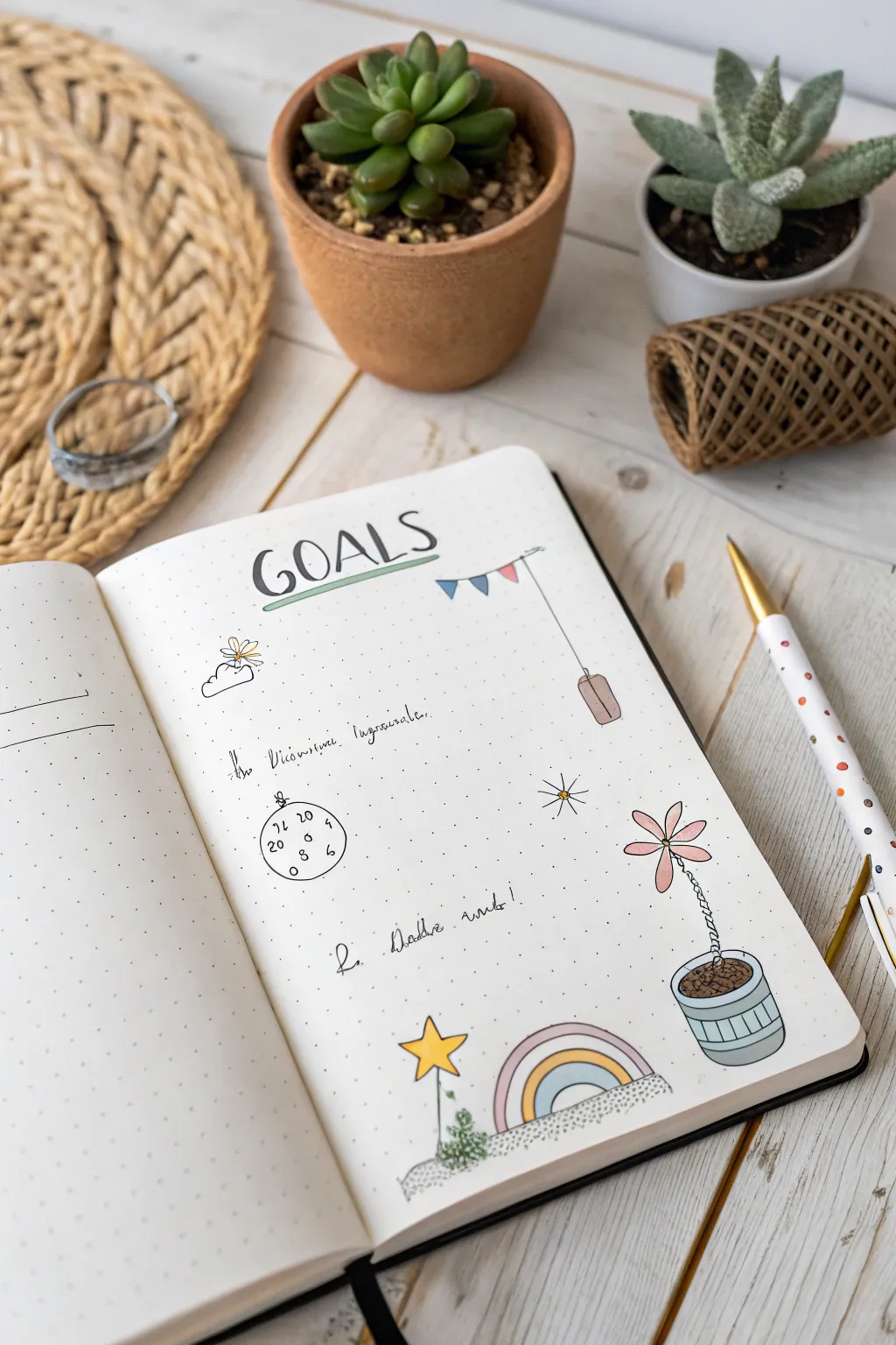 Transform your goals into charming doodles and give your bullet journal a delightful twist!
