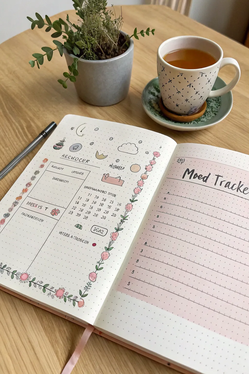 Track your emotions with elegance and simplicity in your bullet journal mood tracker.