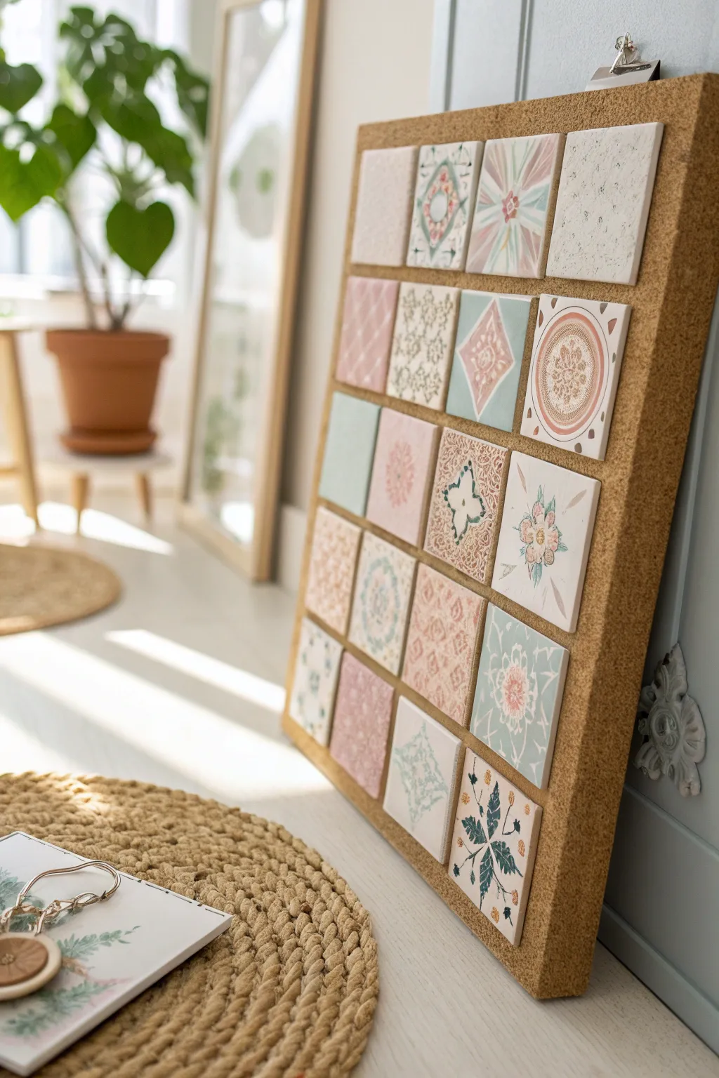 Transform your space with a touch of artistry: DIY mosaic cork board inspiration.
