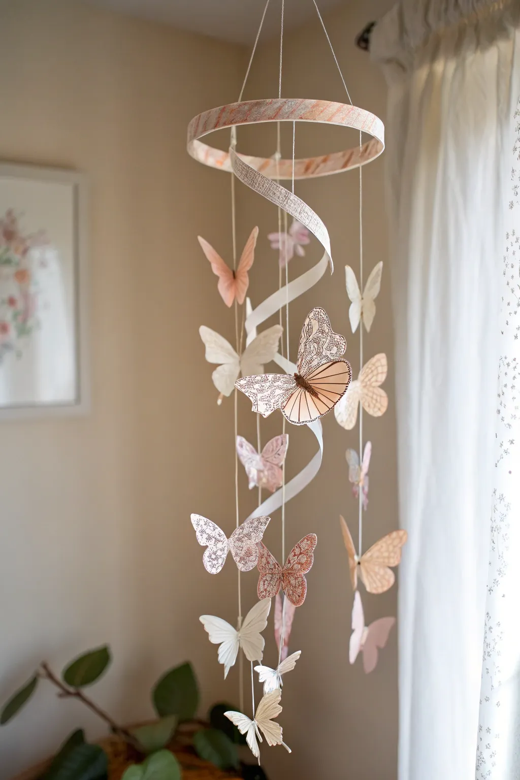 Transform your space with a touch of whimsy and elegance through our handcrafted butterfly mobile.