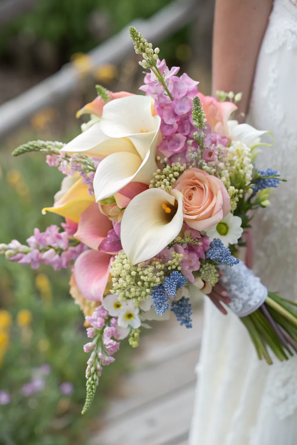 Whimsical wonderland with a dreamy calla lily bouquet.