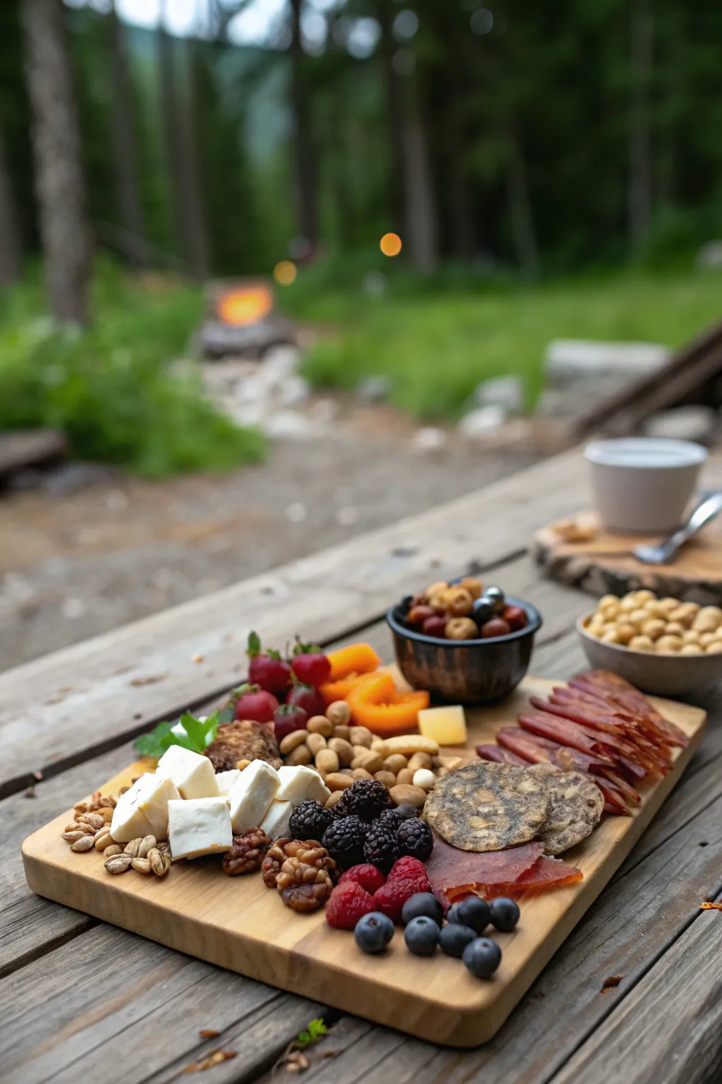 Elevate your outdoor dining with a trail mix twist on a classic charcuterie board. Perfect for both the trail and tastebuds!