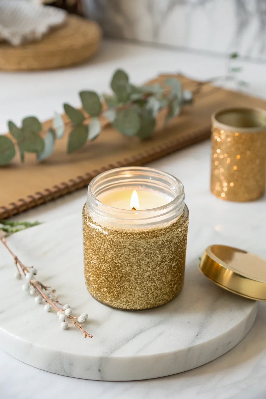 Elevate your decor with this stunning glittery candle holder, where minimalist elegance meets boho charm.