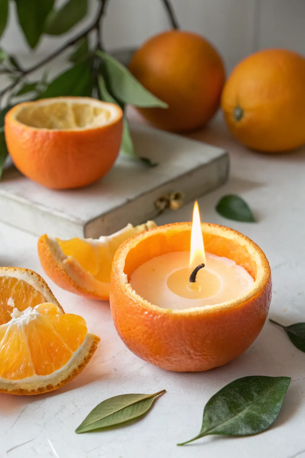 Illuminate your space with the natural charm of citrus peel candles.