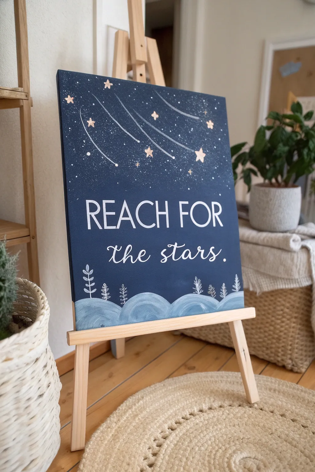 Inspire young minds with a starry night canvas that reminds us all to reach for the stars.