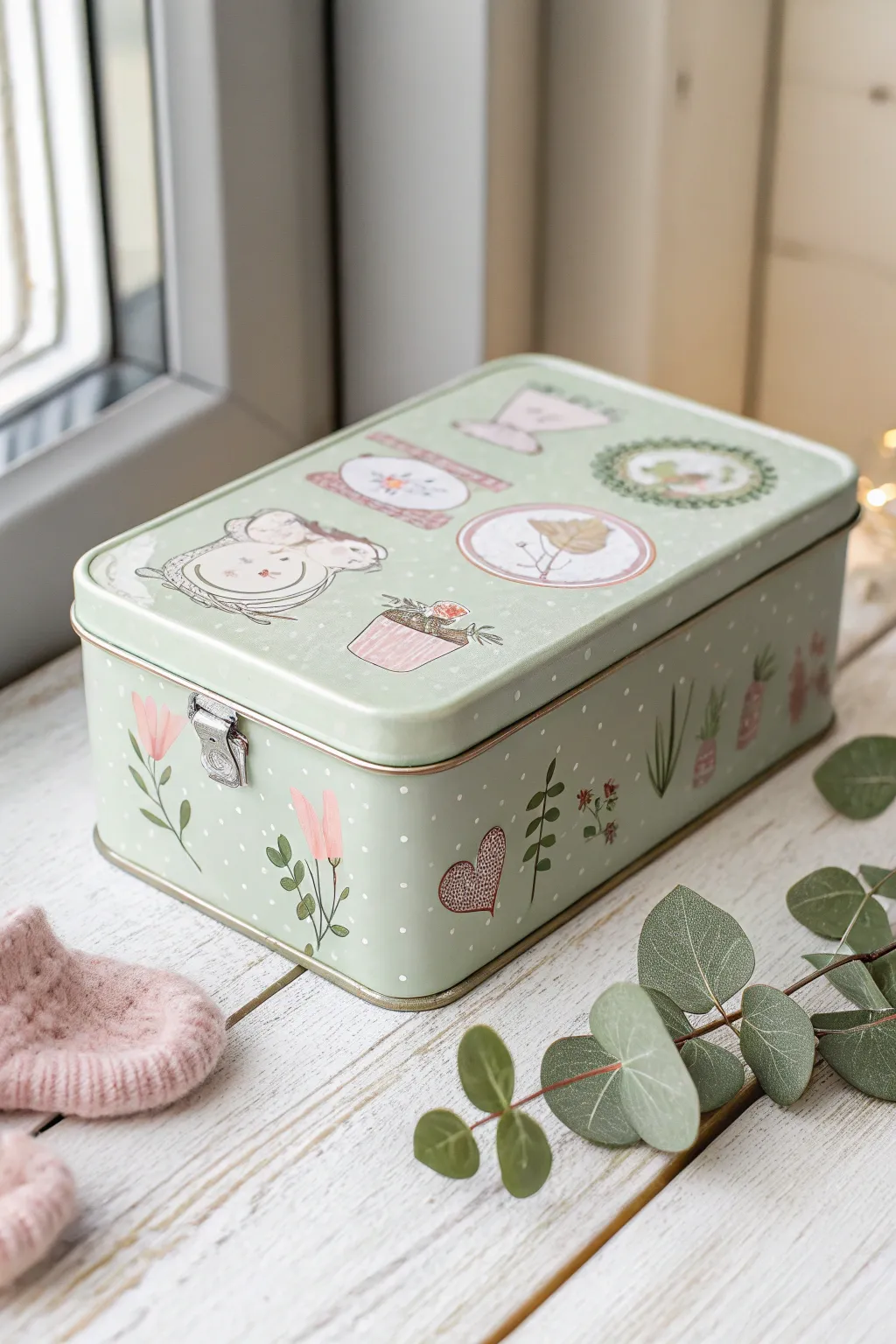 Transform an old tin into a charming baby shower card box with a touch of Scandinavian flair.