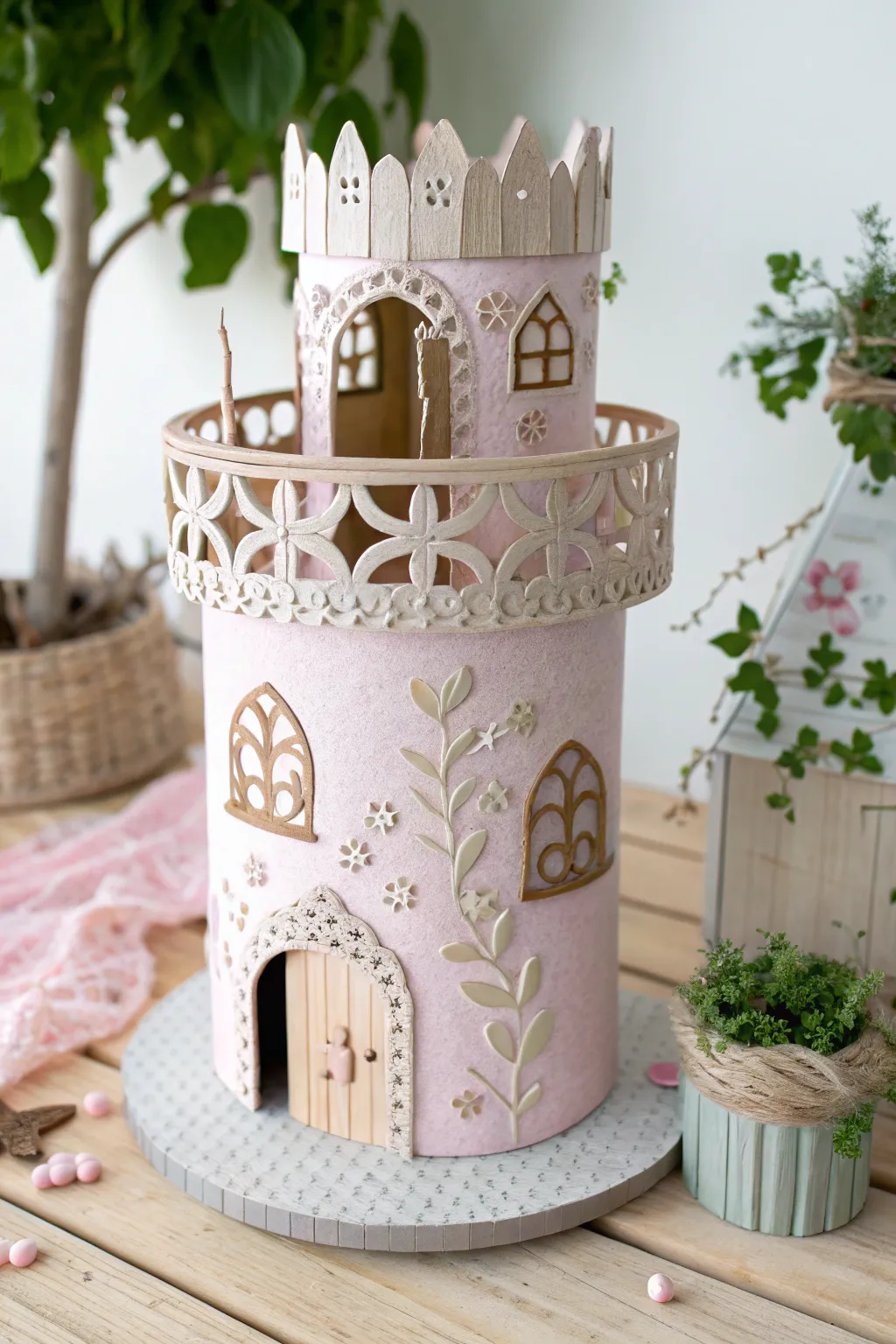 Transform everyday items into a charming royal balcony for your cardboard kingdom.